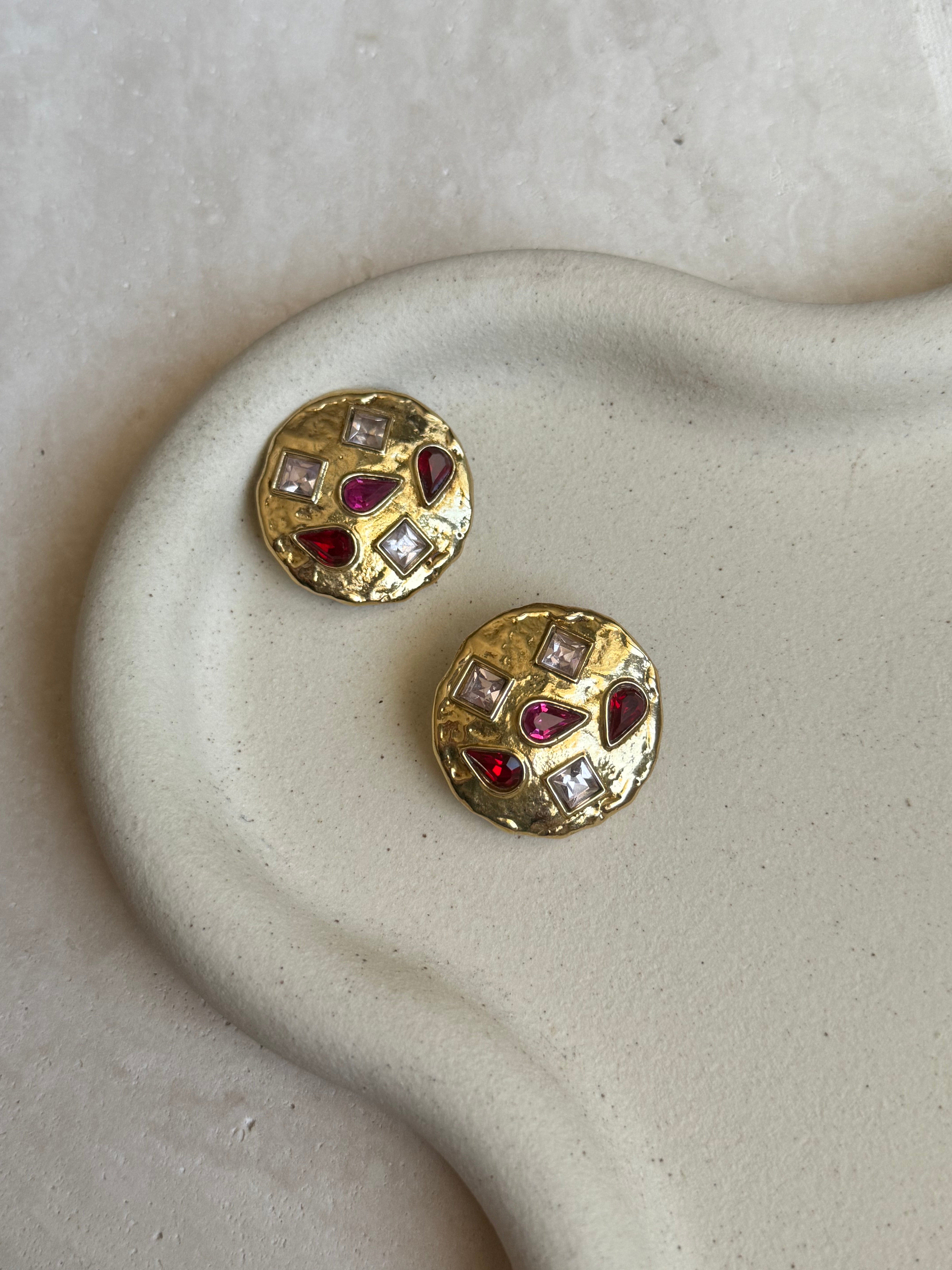Vintage YSL earrings - Pink cabochons