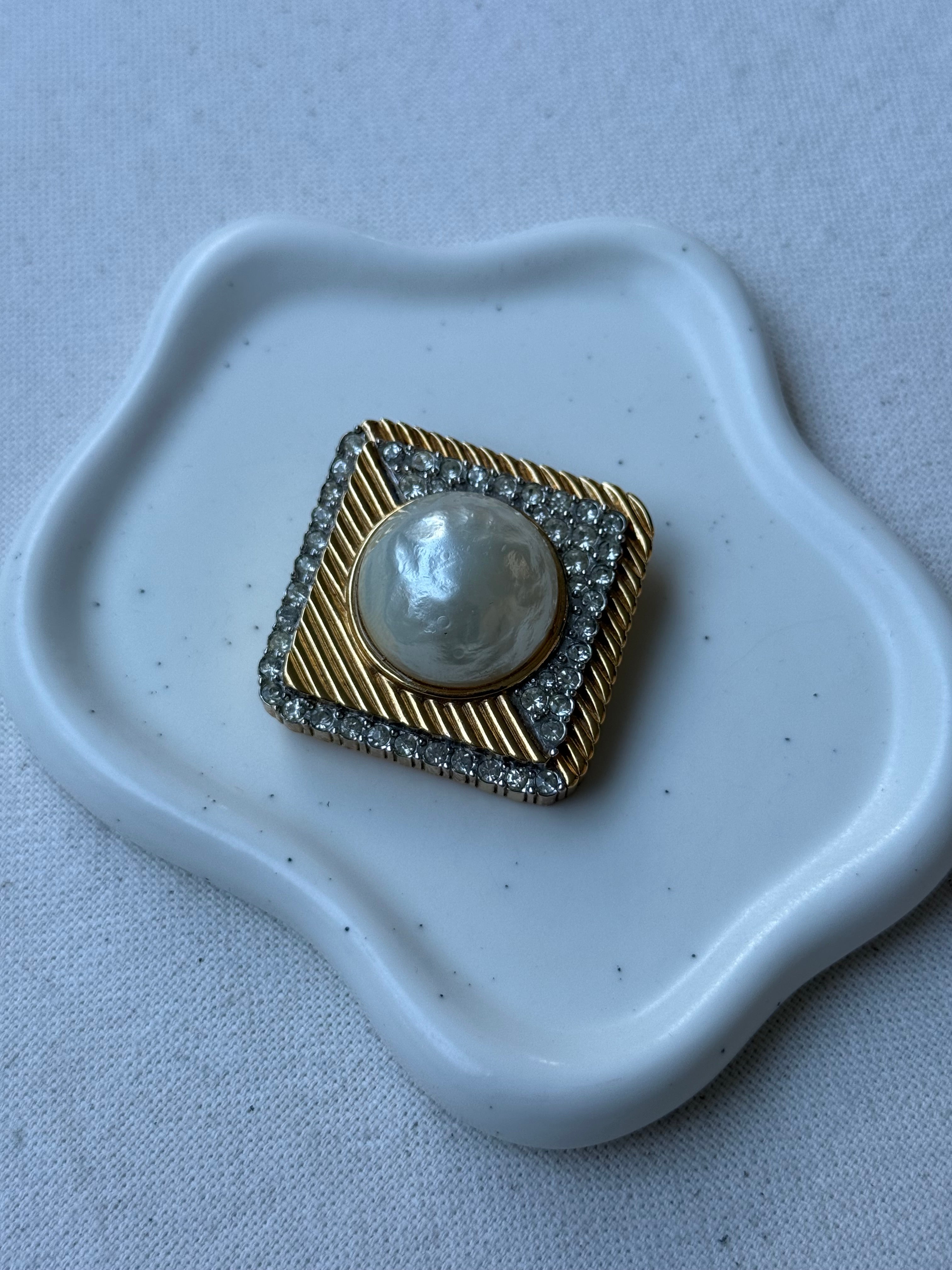 Broche Nina Ricci vintage - Perle et strass