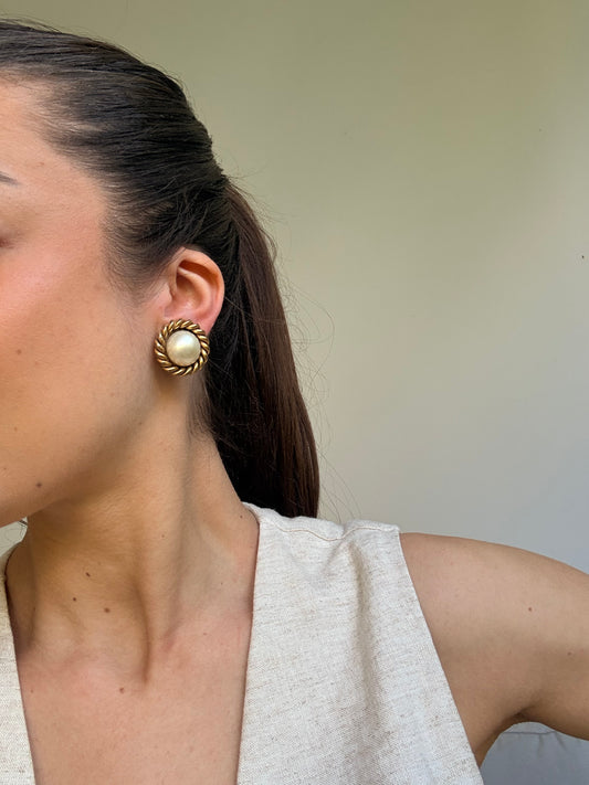 Boucles d’oreilles Édouard Rambaud vintage - Tressées et perles fantaisie