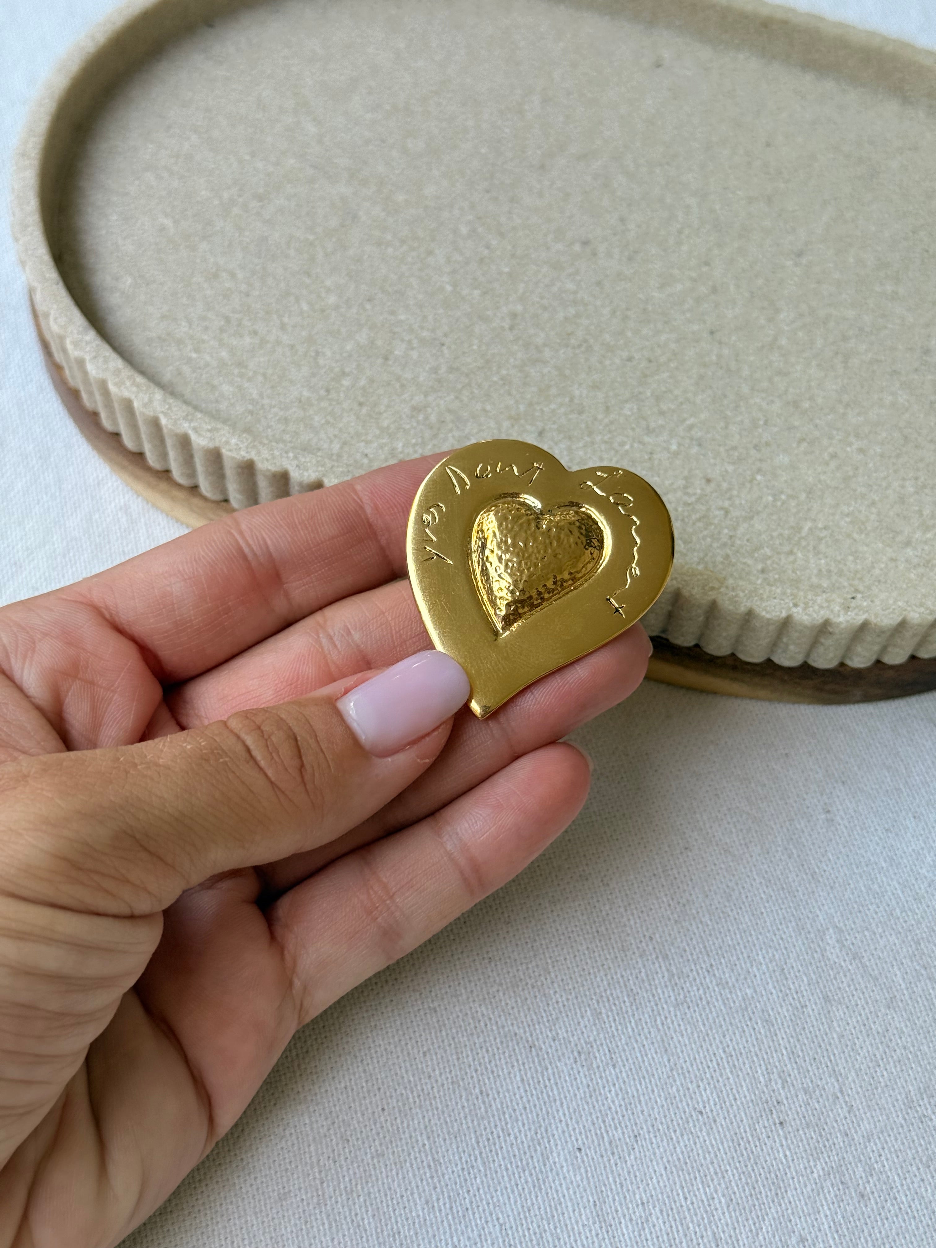 Broche Yves Saint Laurent vintage - Cœur doré