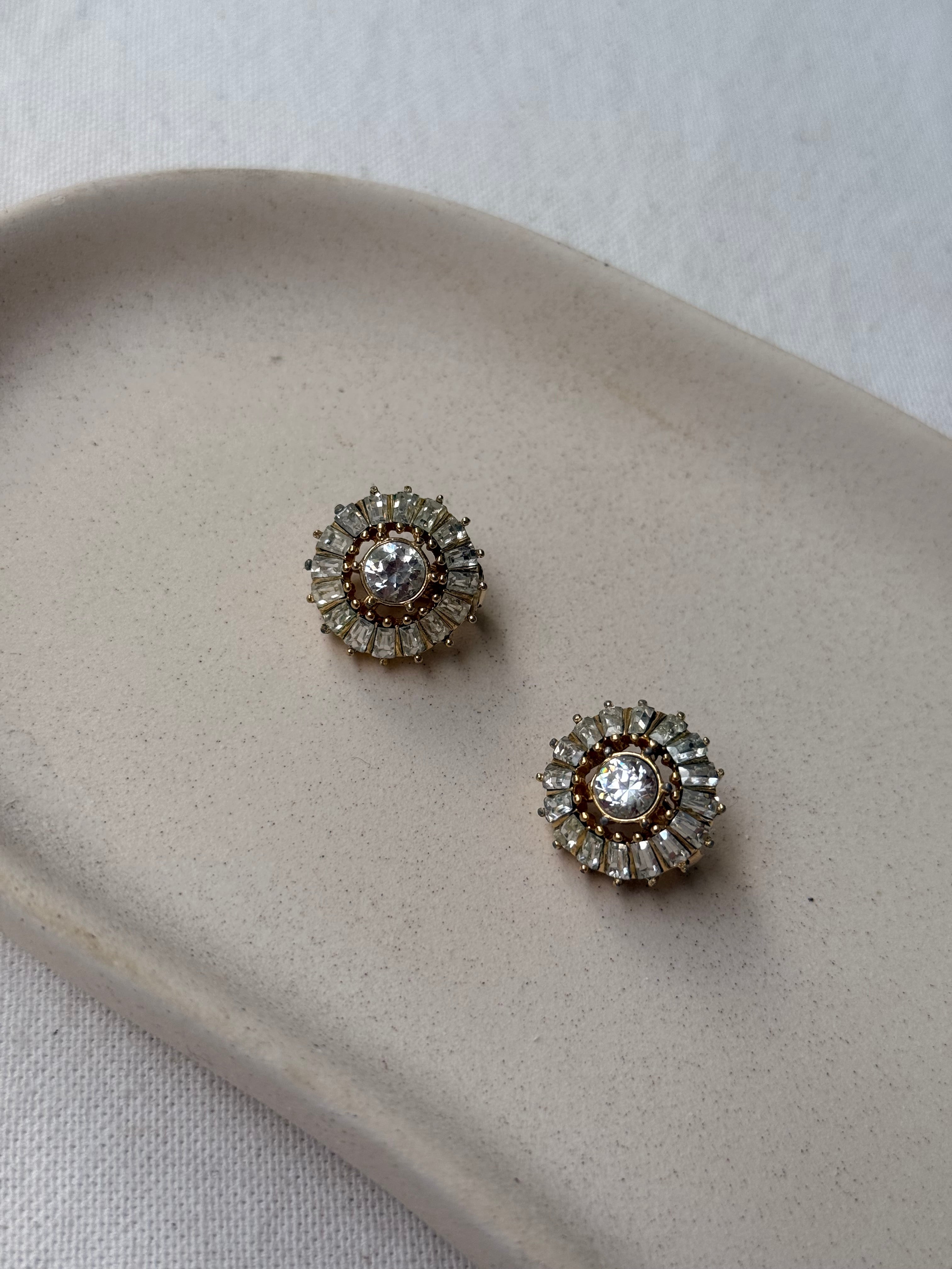 Boucles d’oreilles Grossé vintage - Couronne de strass