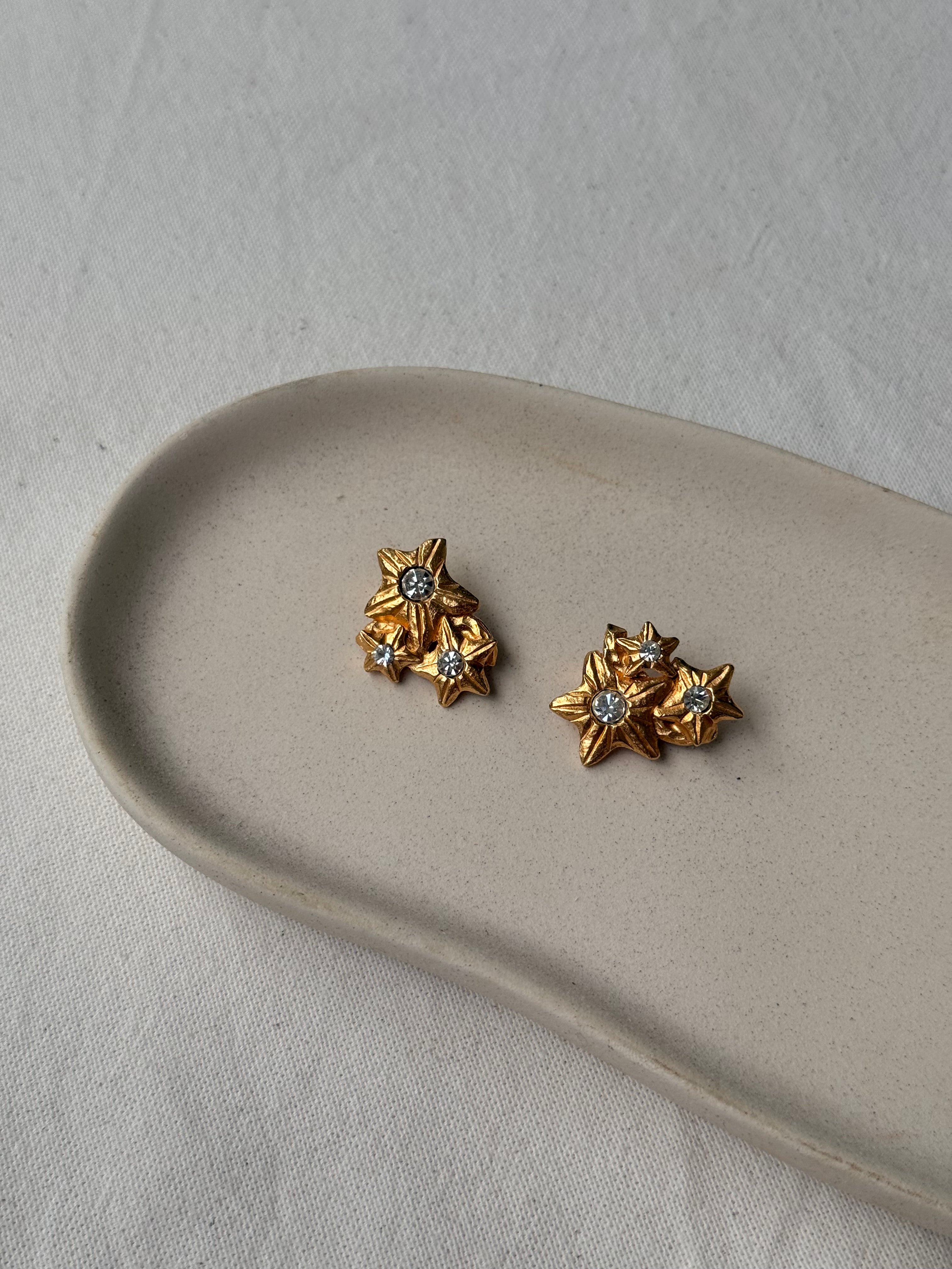 Boucles d’oreilles Il Était Une Fois vintage - Fleurs dorées