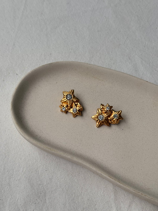 Boucles d’oreilles Il Était Une Fois vintage - Fleurs dorées
