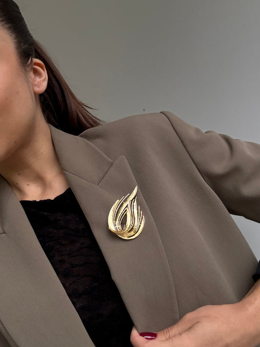 Broche vintage - Flamme dorée