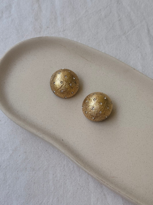 Boucles d’oreilles Christian Dior vintage - Rondes bombées ornées de strass