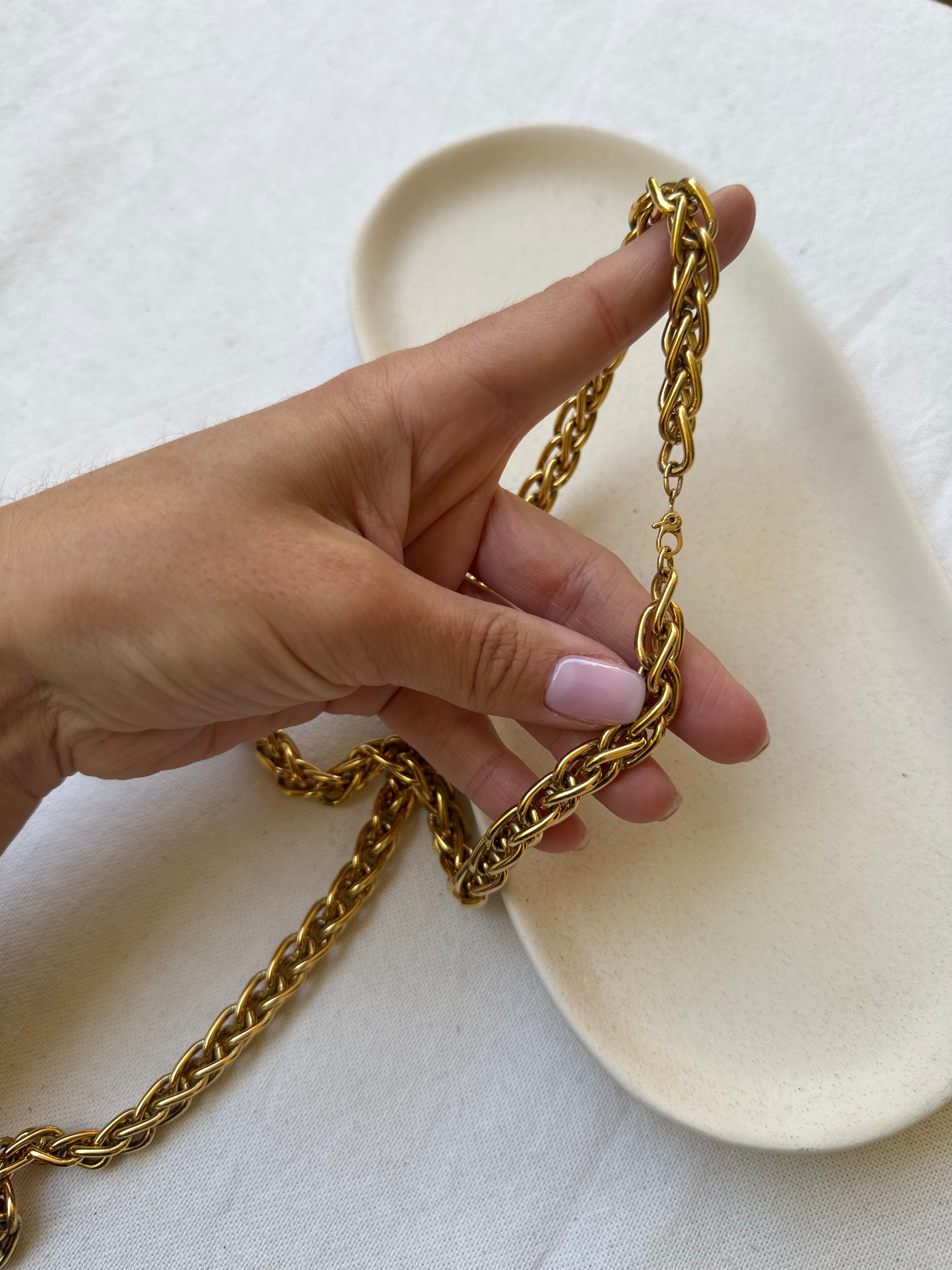 Sautoir Monet vintage - Maille torsadée dorée