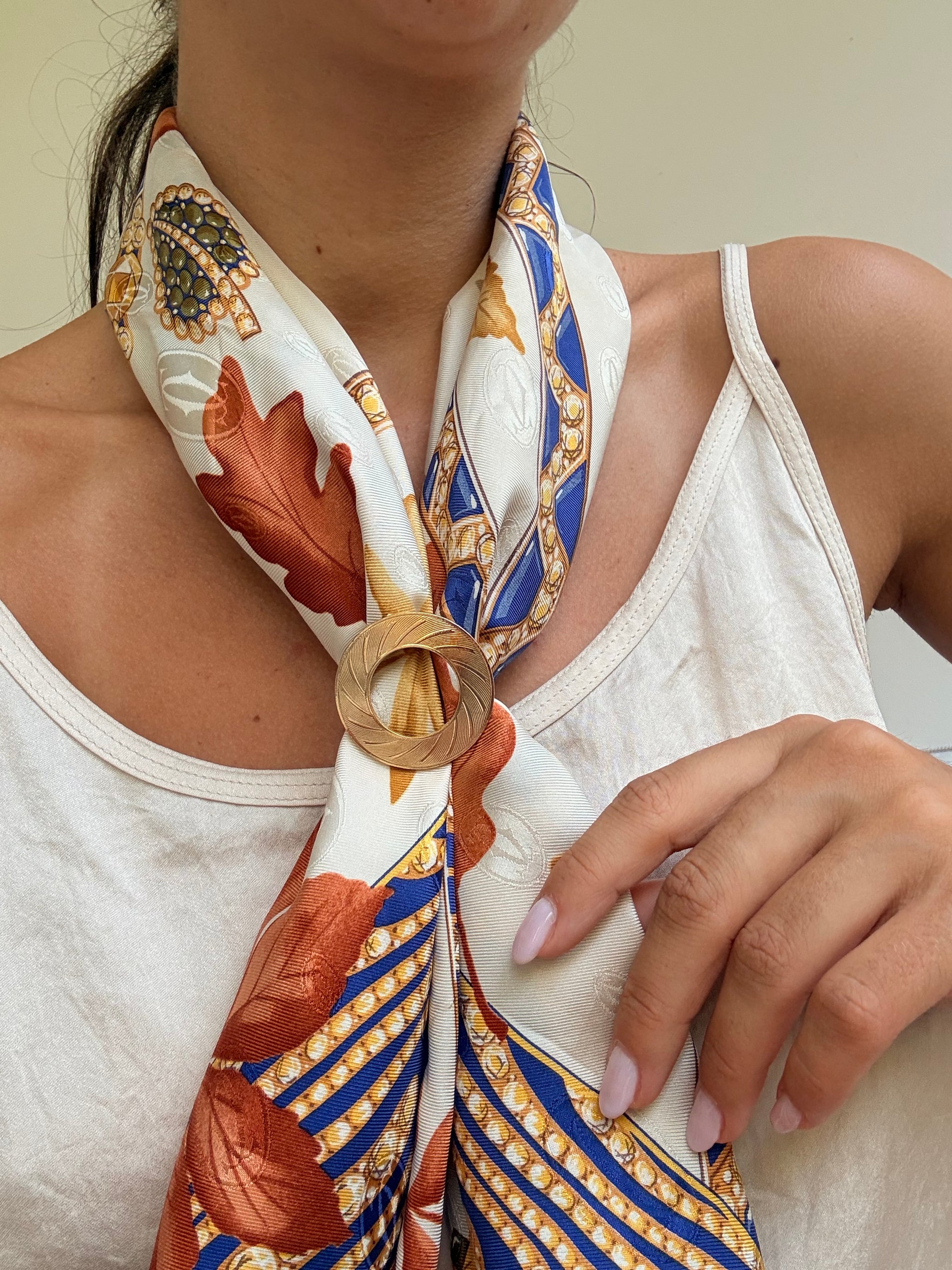 Anneau de foulard vintage - Rond relief doré