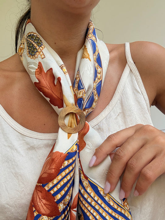 Anneau de foulard vintage - Rond relief doré