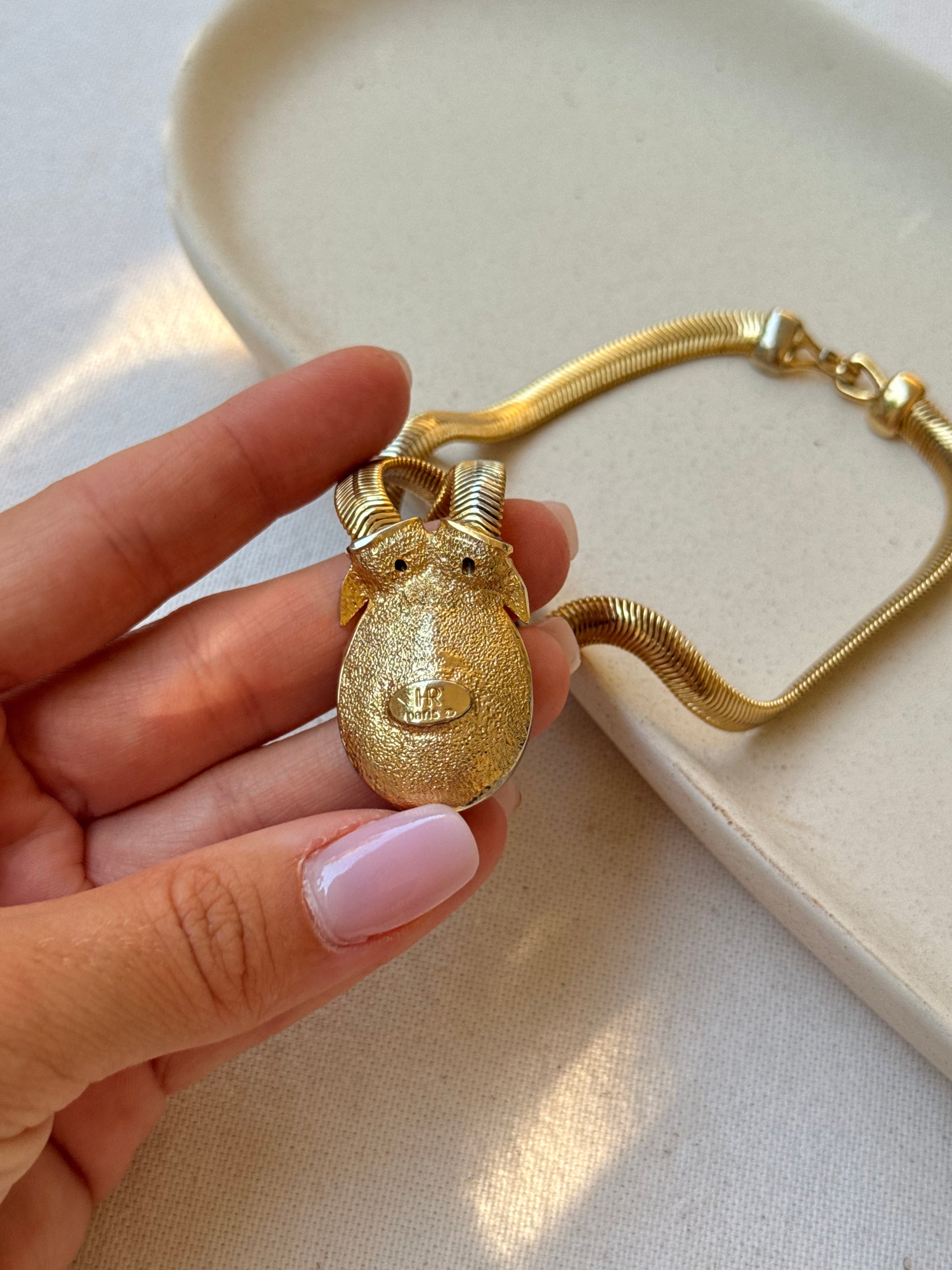 Collier Helena Rubinstein vintage - Pendentif goutte noire facetée