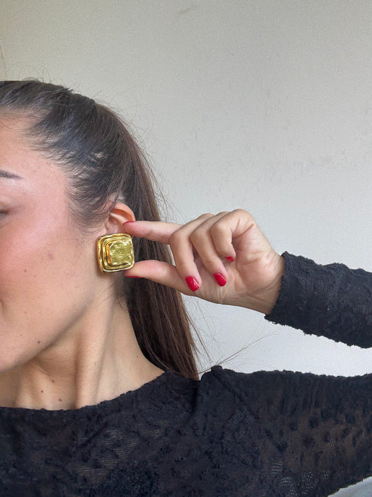 Boucles d’oreilles vintage - Carrées volumineuses
