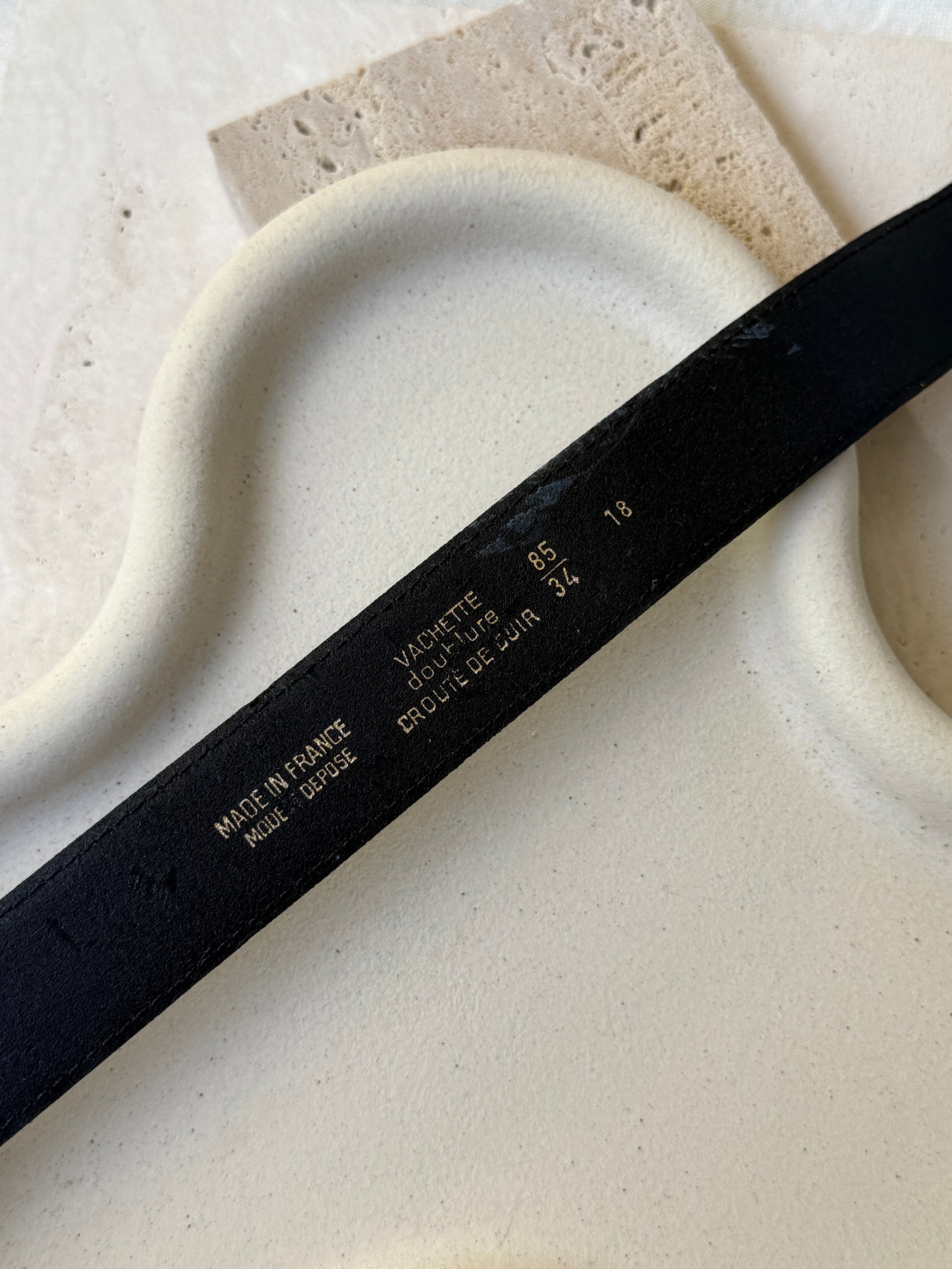 Ceinture Givenchy vintage - Cuir noir et boucle dorée