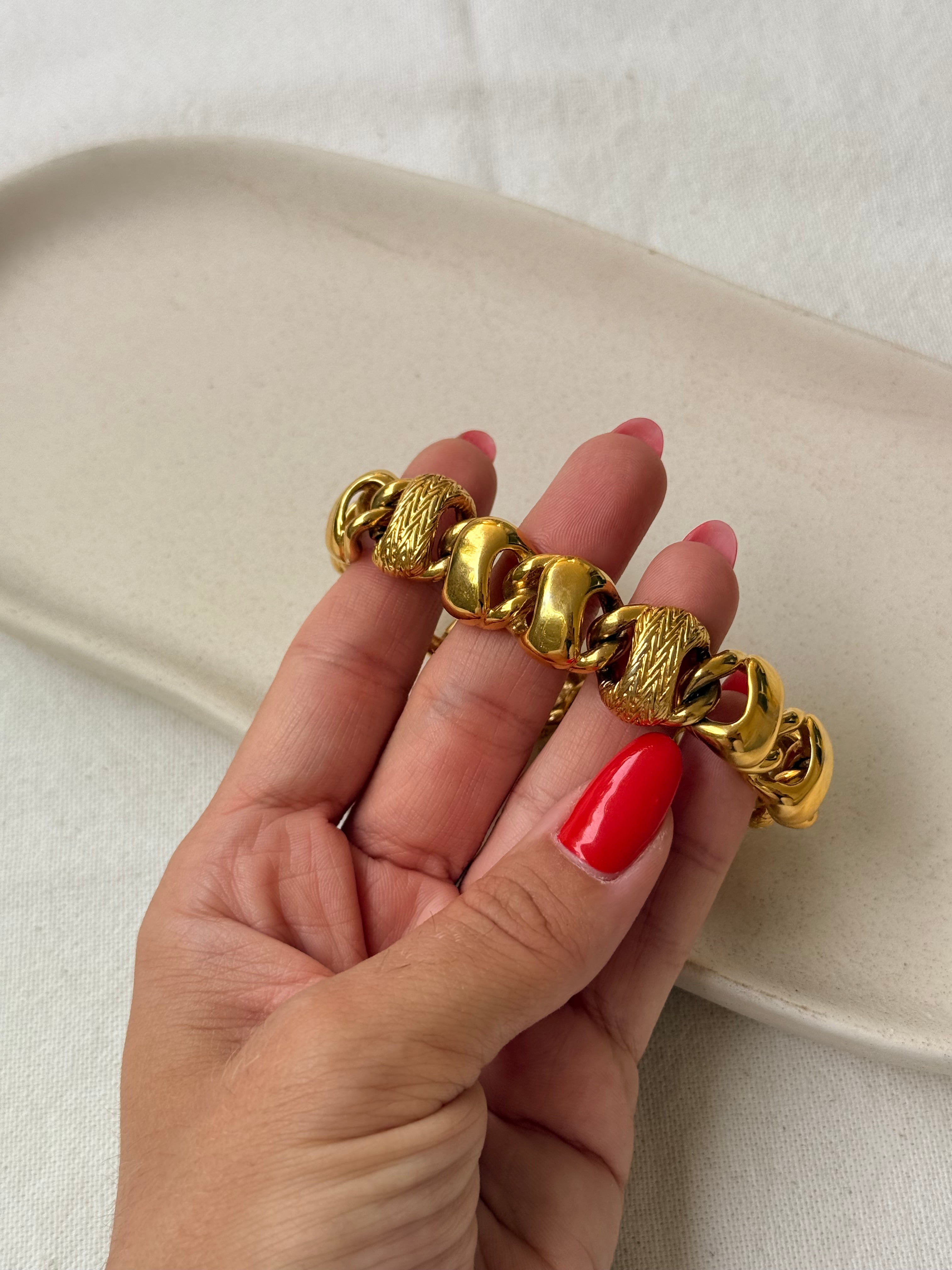 Bracelet Monet vintage - Maille torsadée dorée