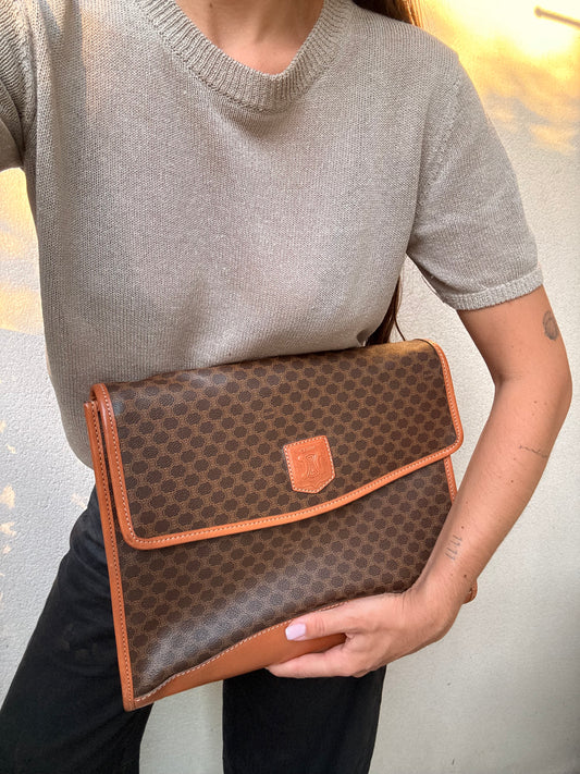 Pochette Céline vintage - Format cartable toile macadam