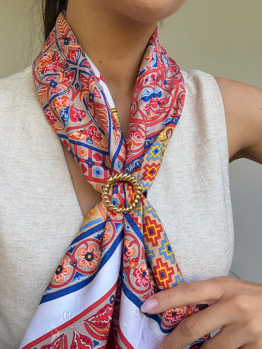 Anneau de foulard vintage - Design torsadé doré