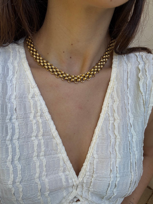 Collier doré vintage - Maille tissée dorée