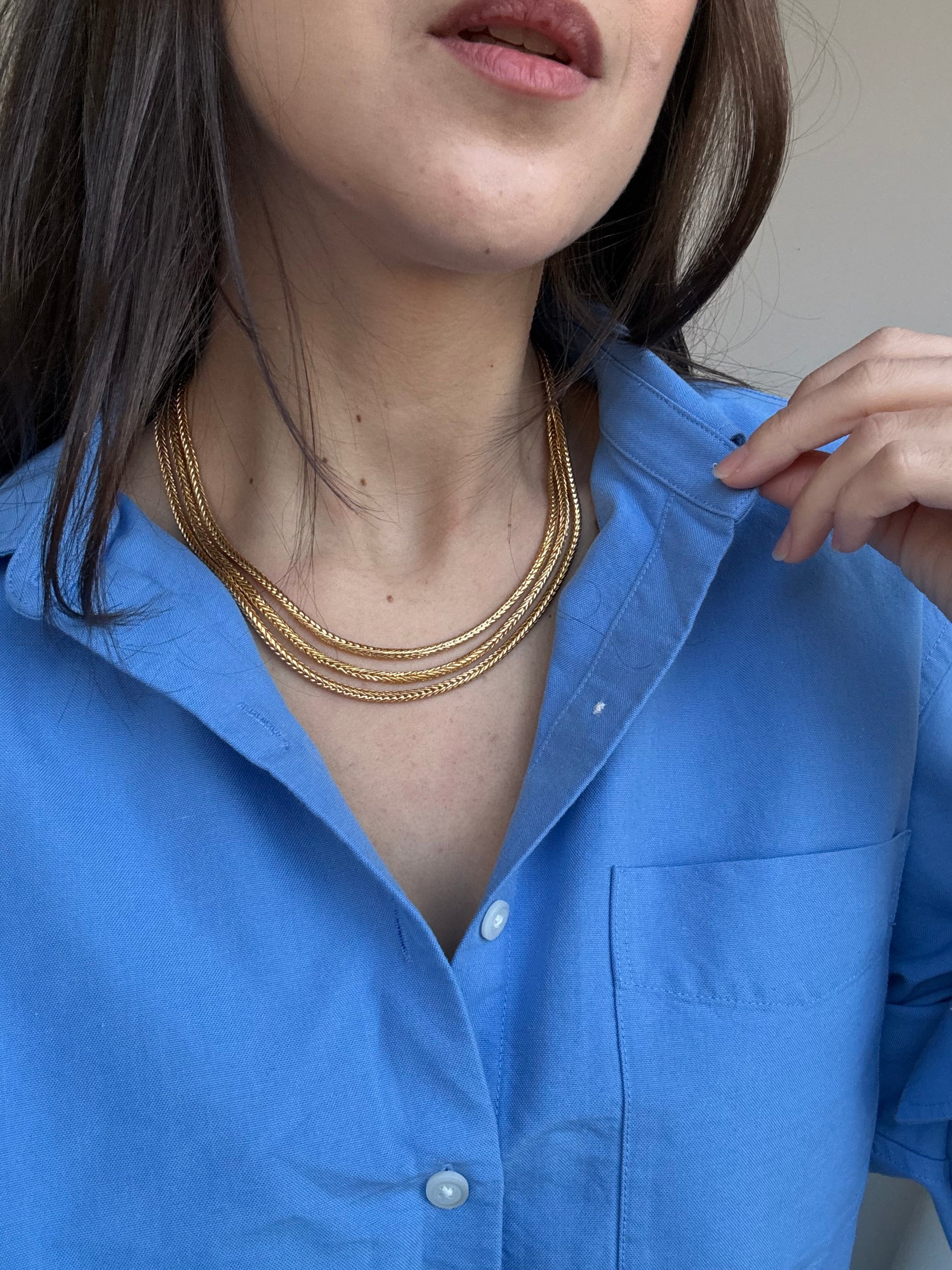 Collier doré vintage - Maille serpent multi-rangs