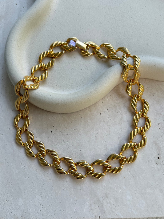 Collier doré vintage - Maille torsadée dorée