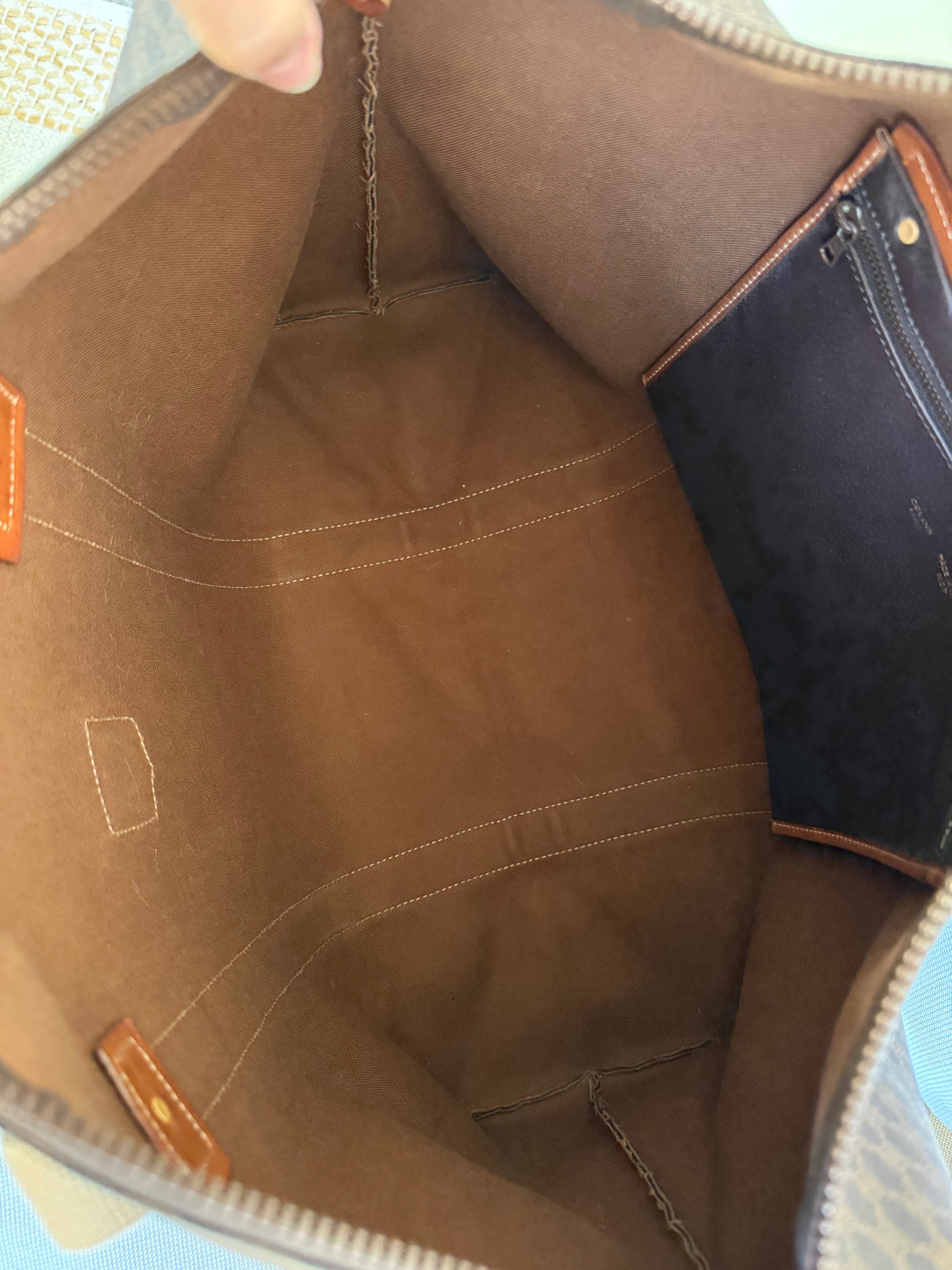 Sac de voyage Céline vintage - Toile triomphe et cuir naturel