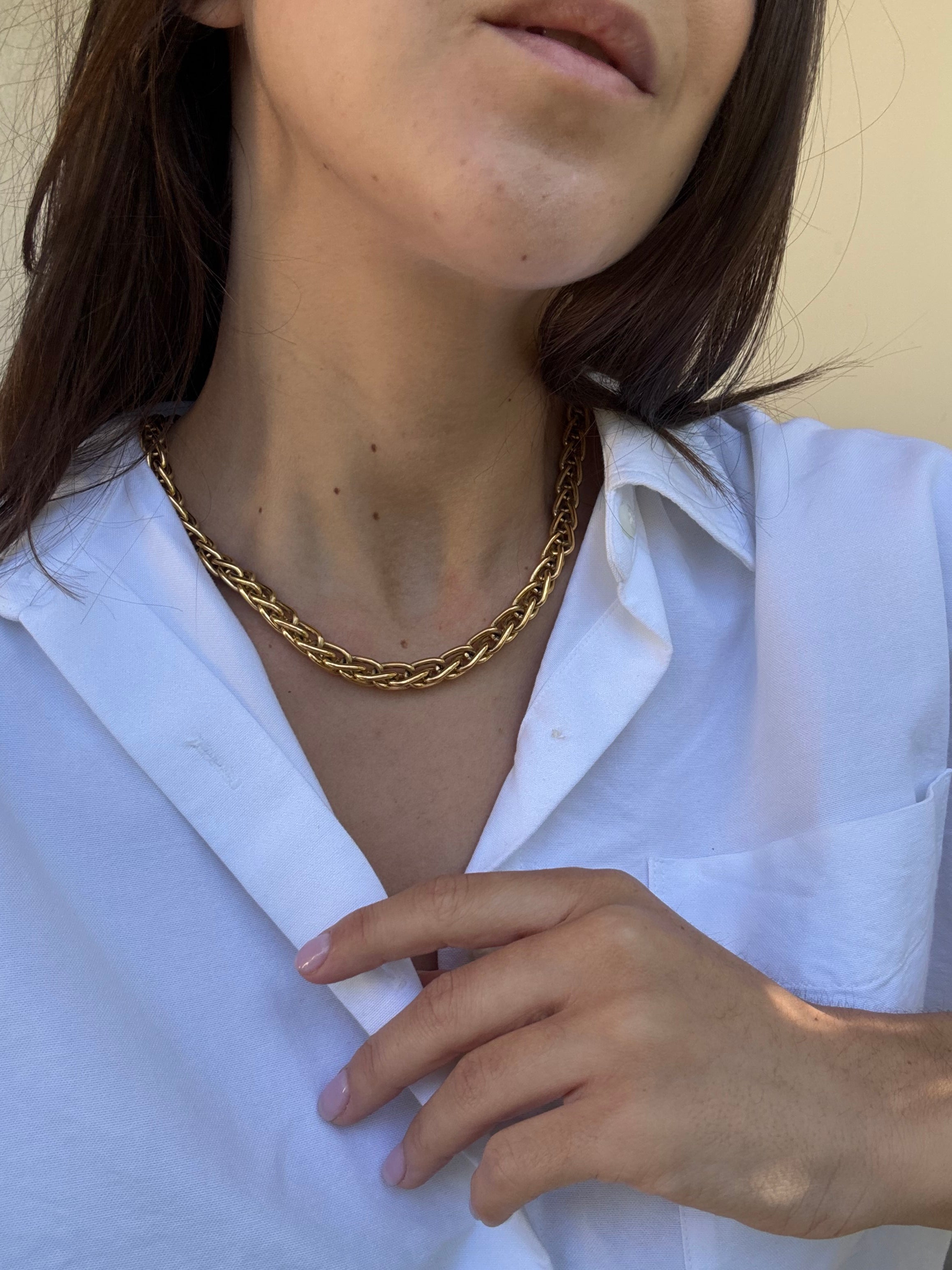 Collier Monet vintage - Maille torsadée dorée