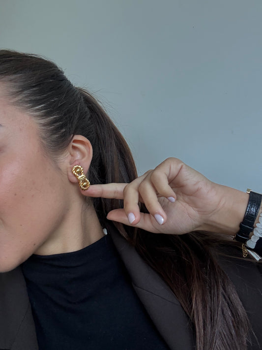 Boucles d’oreilles Céline vintage - Cordage et inscription centrale