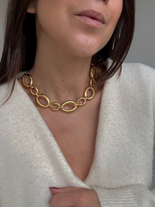 Collier doré vintage - Maillons ovales texturés