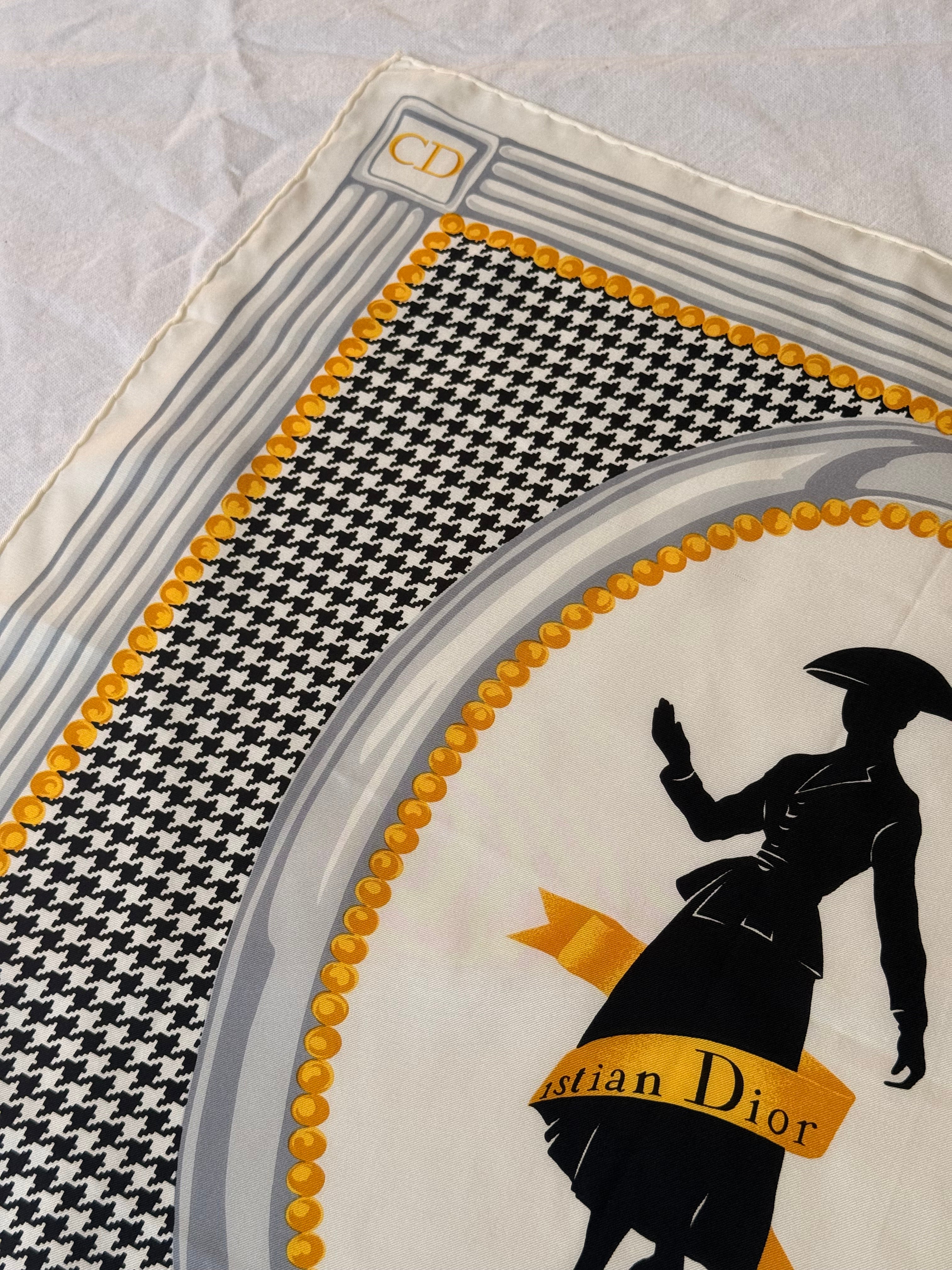 Foulard Christian Dior – Motifs pieds-de-poule