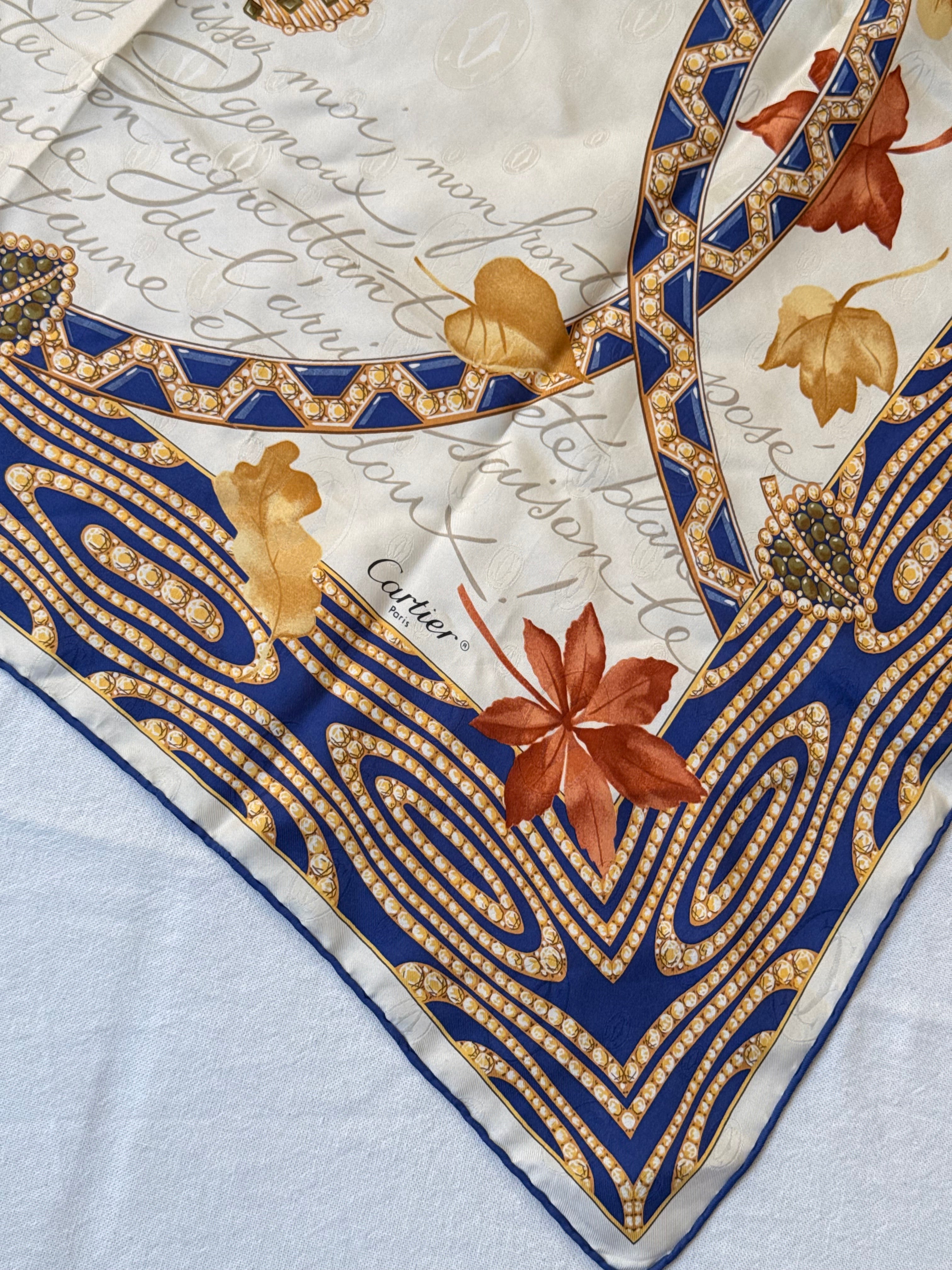 Foulard Cartier – Motifs feuillages et joaillerie