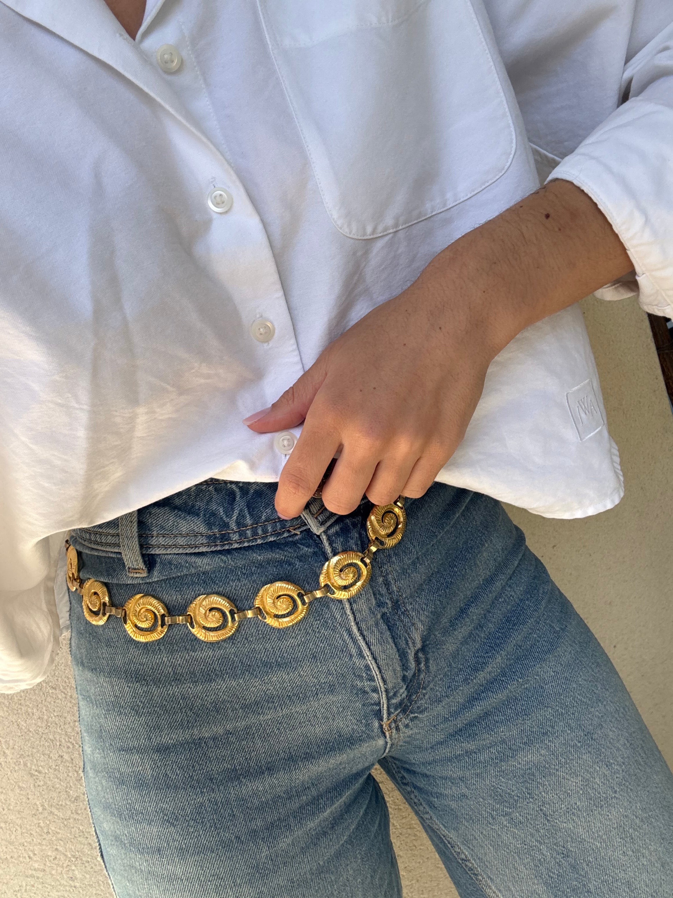Ceinture vintage - Motifs spirales dorées