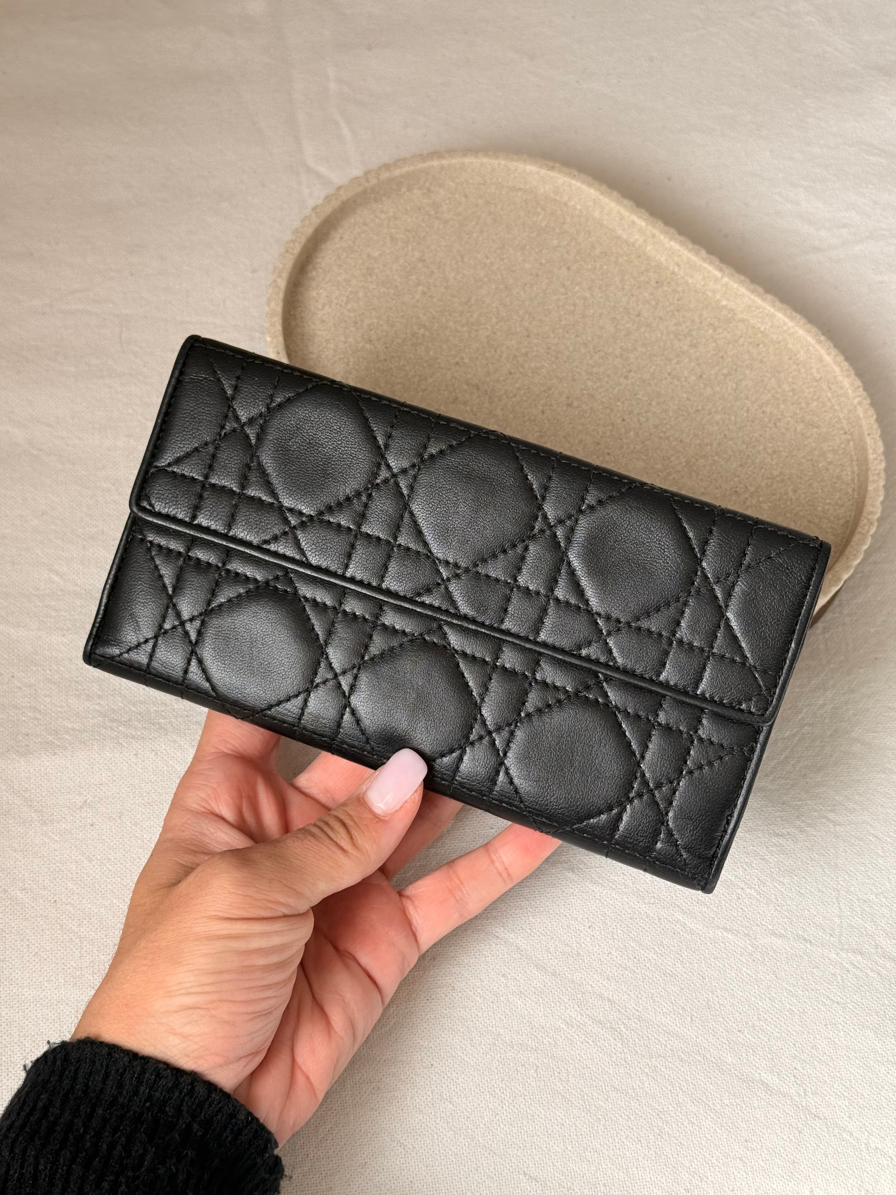 Portefeuille Christian Dior vintage - Cuir Cannage noir
