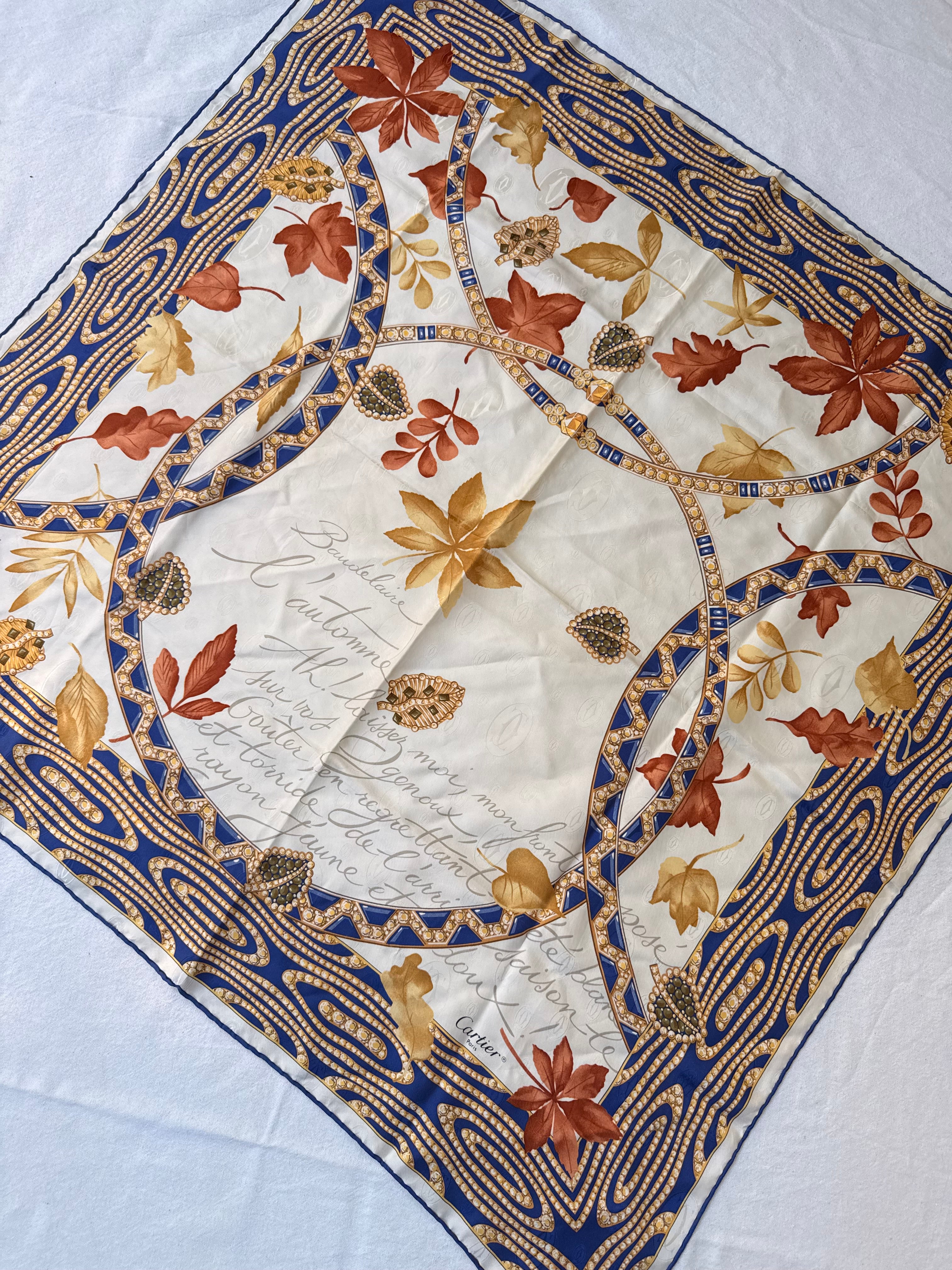 Foulard Cartier – Motifs feuillages et joaillerie