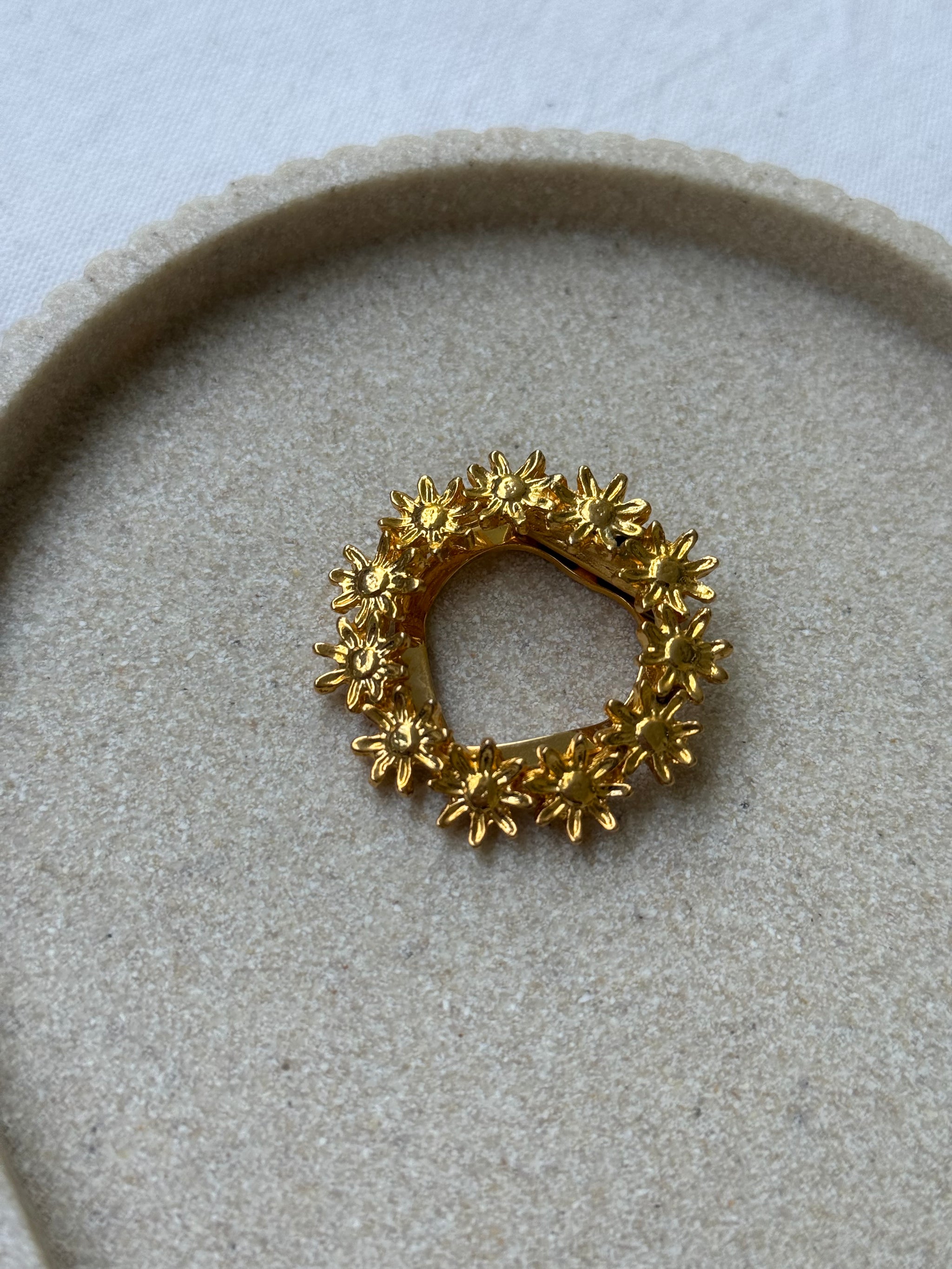 Anneau de foulard vintage - Motif floral doré