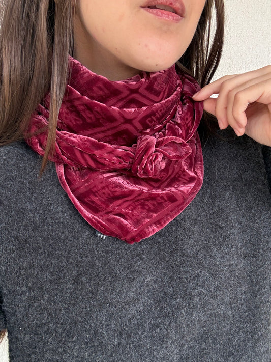 Christian Dior Scarf – Burgundy velvet