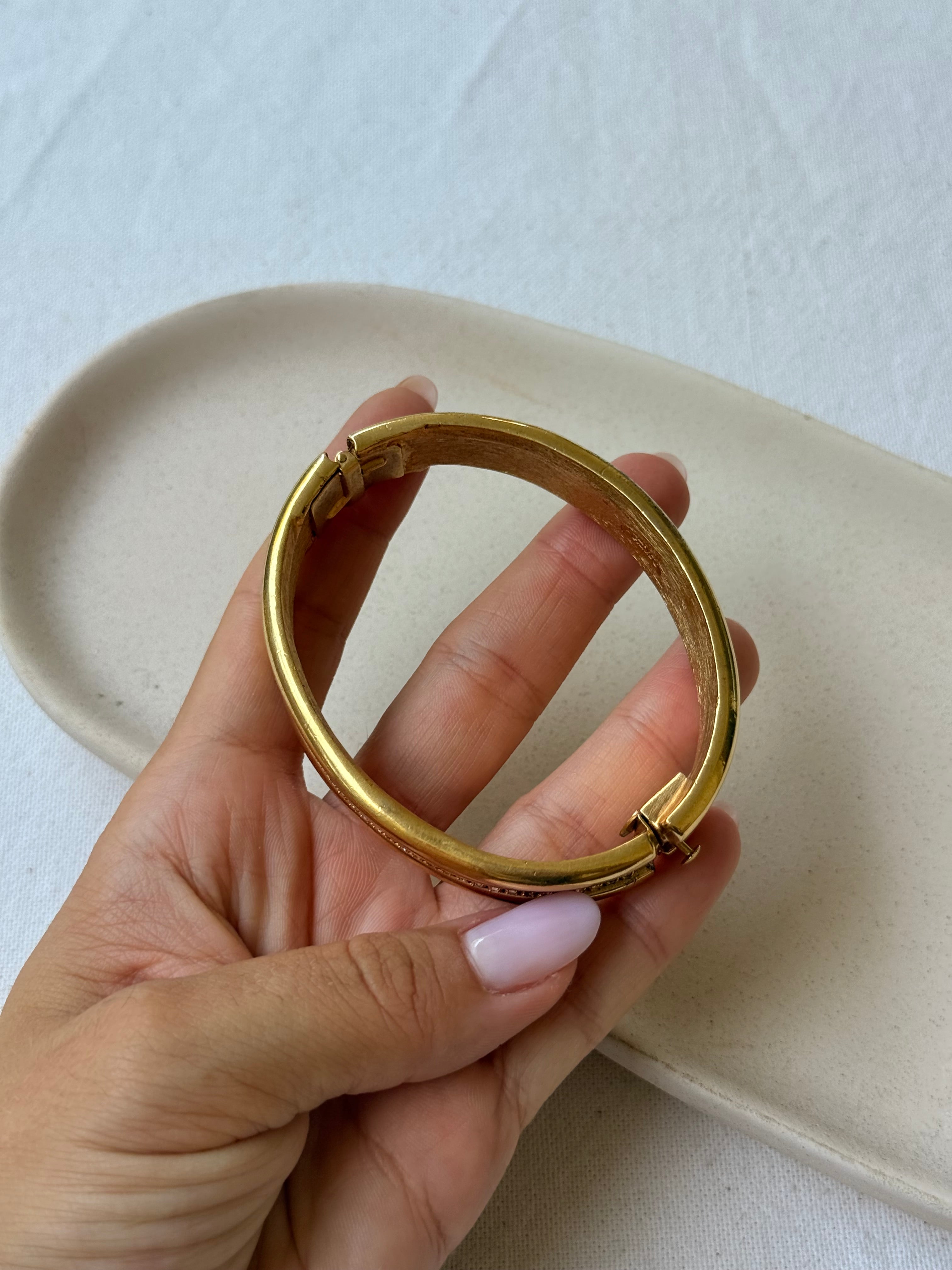 Bracelet Lanvin vintage - Jonc doré et strass
