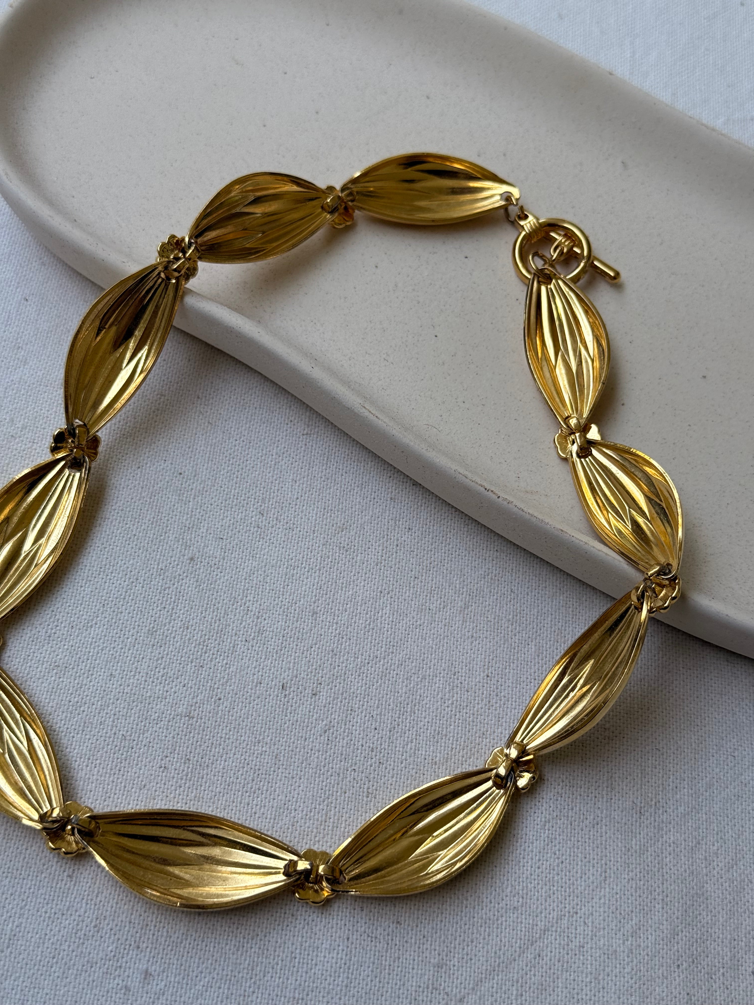 Collier doré vintage - Maillons bombés matelassés