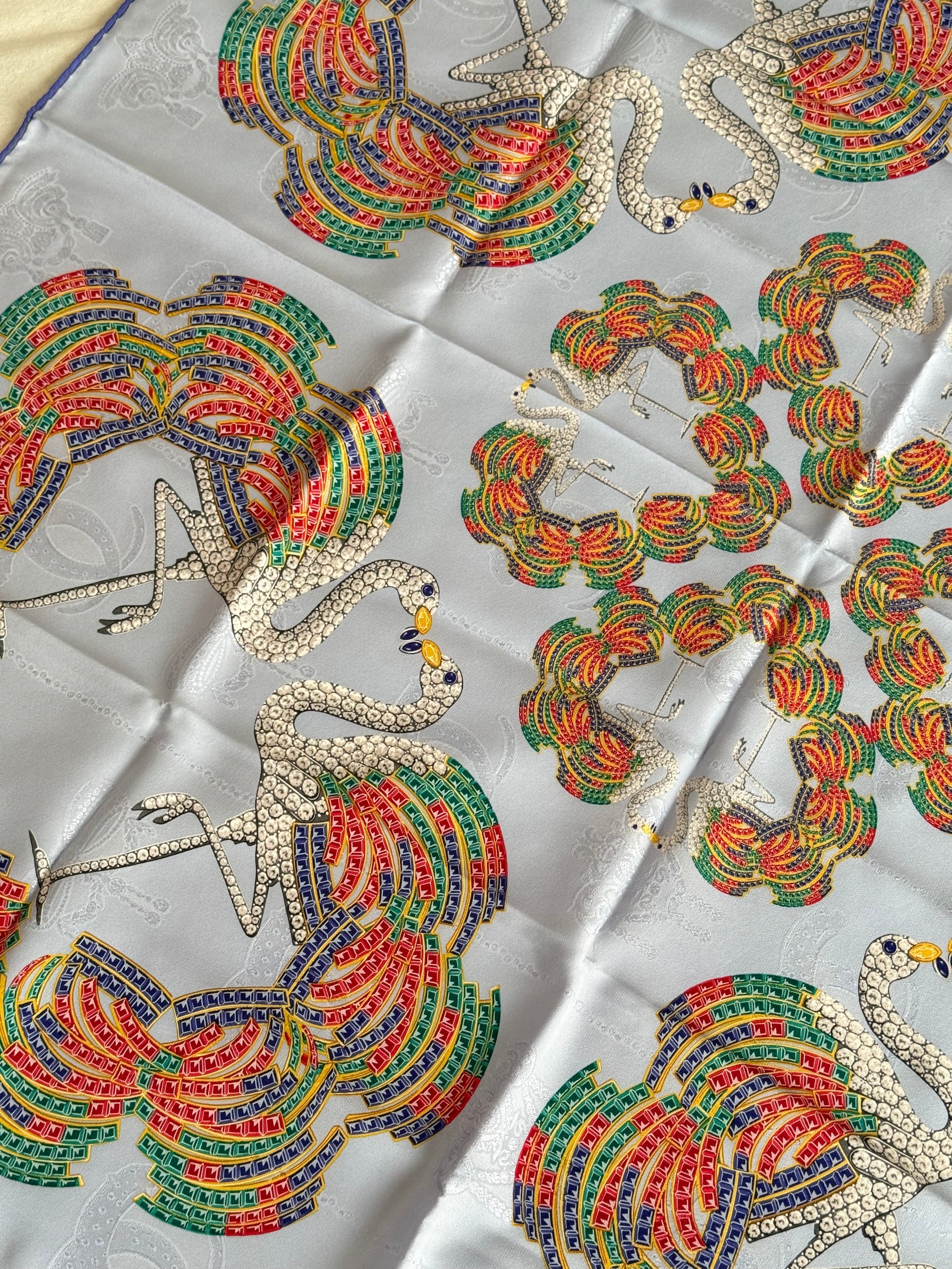 Cartier Scarf – Swan and multicolor feather motifs