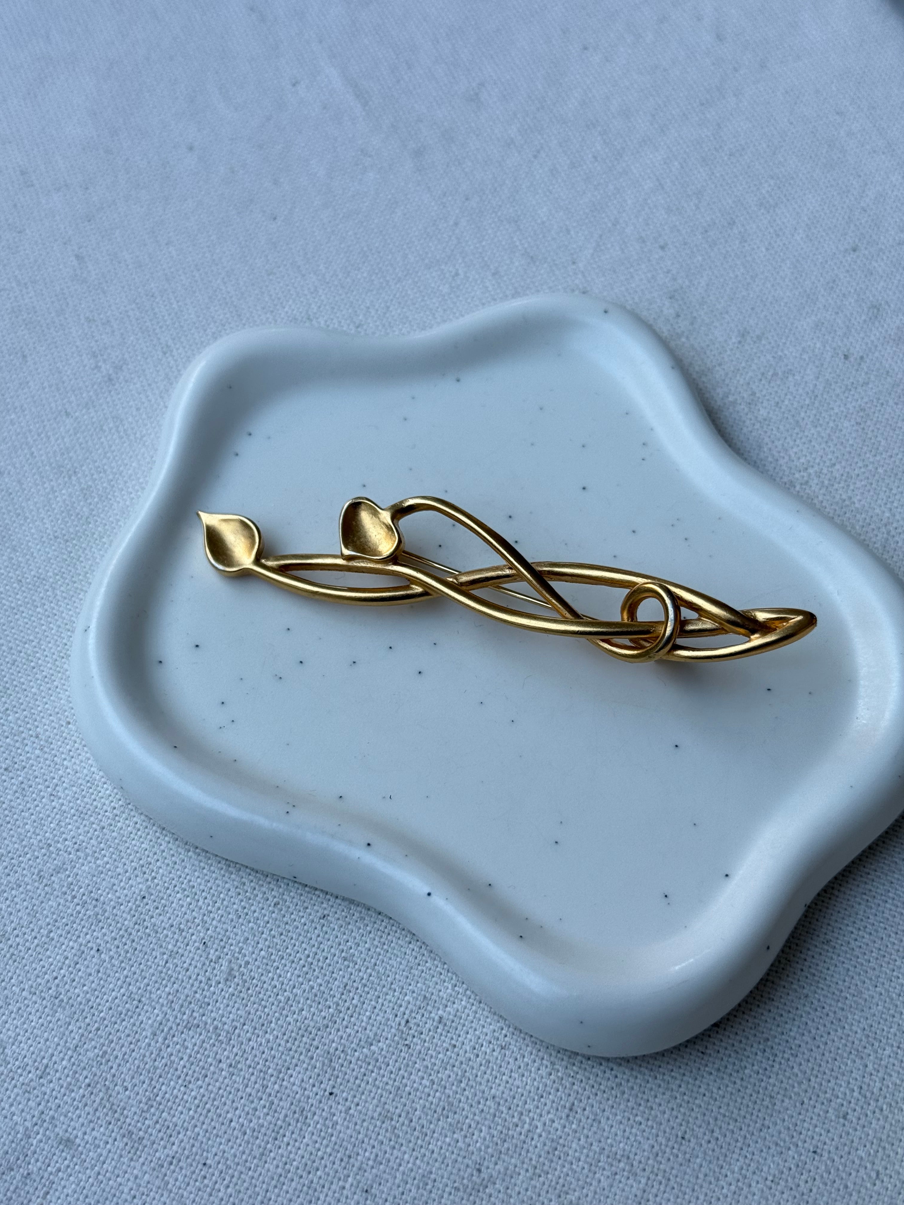 Broche Monet vintage - Feuillage doré