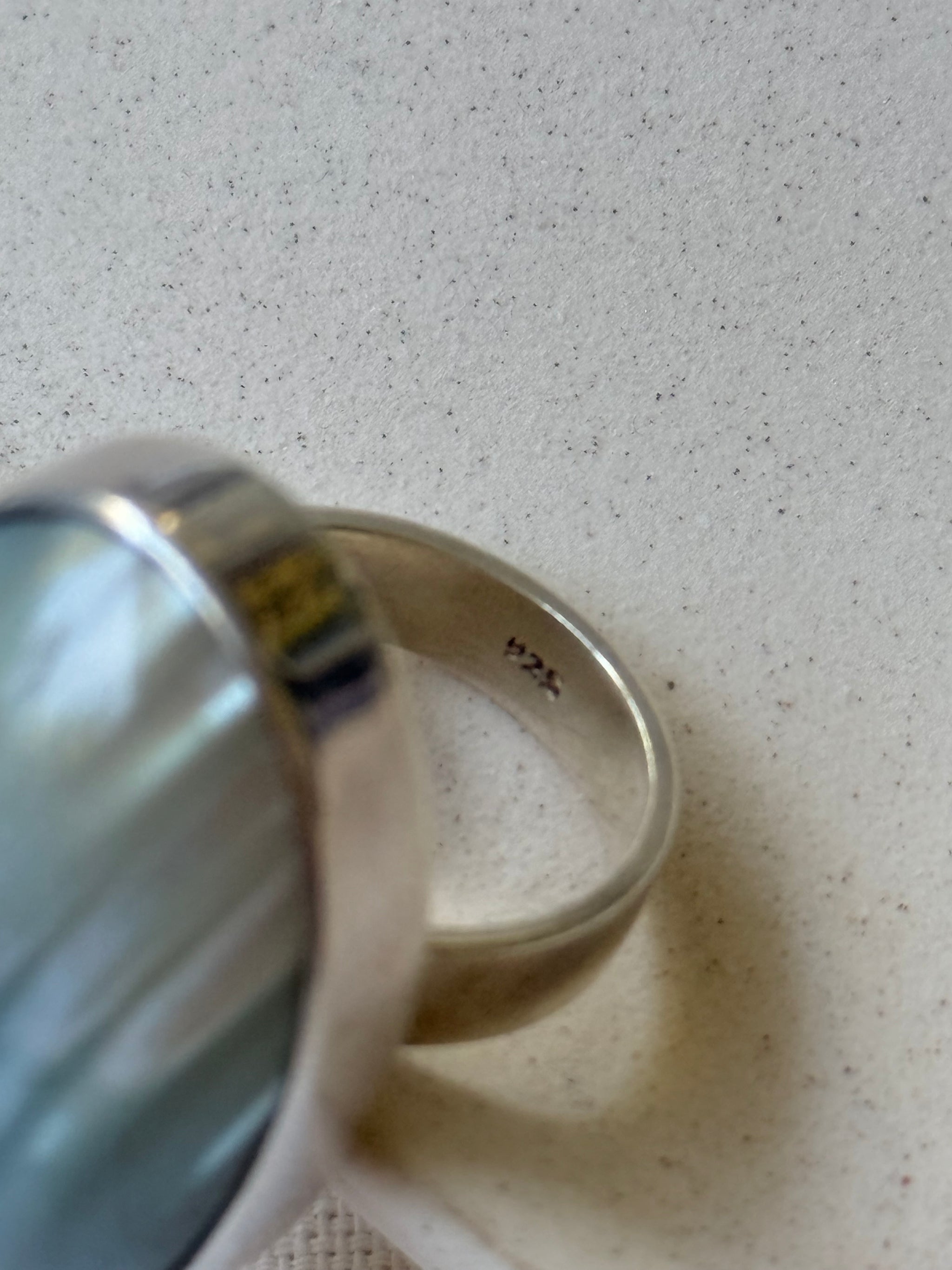Bague vintage en argent 925 et œil de chat