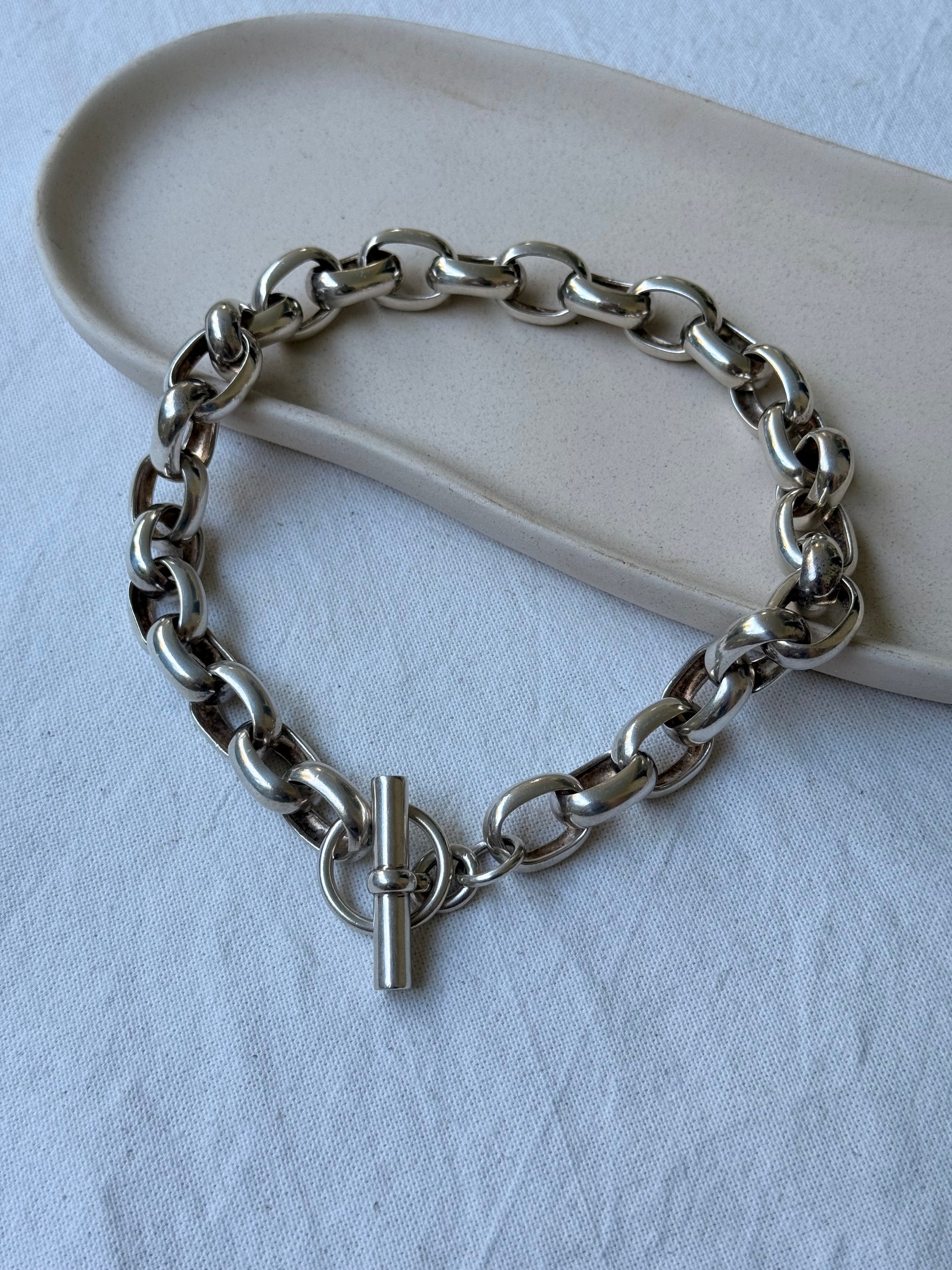Collier vintage en argent 925 larges maillons