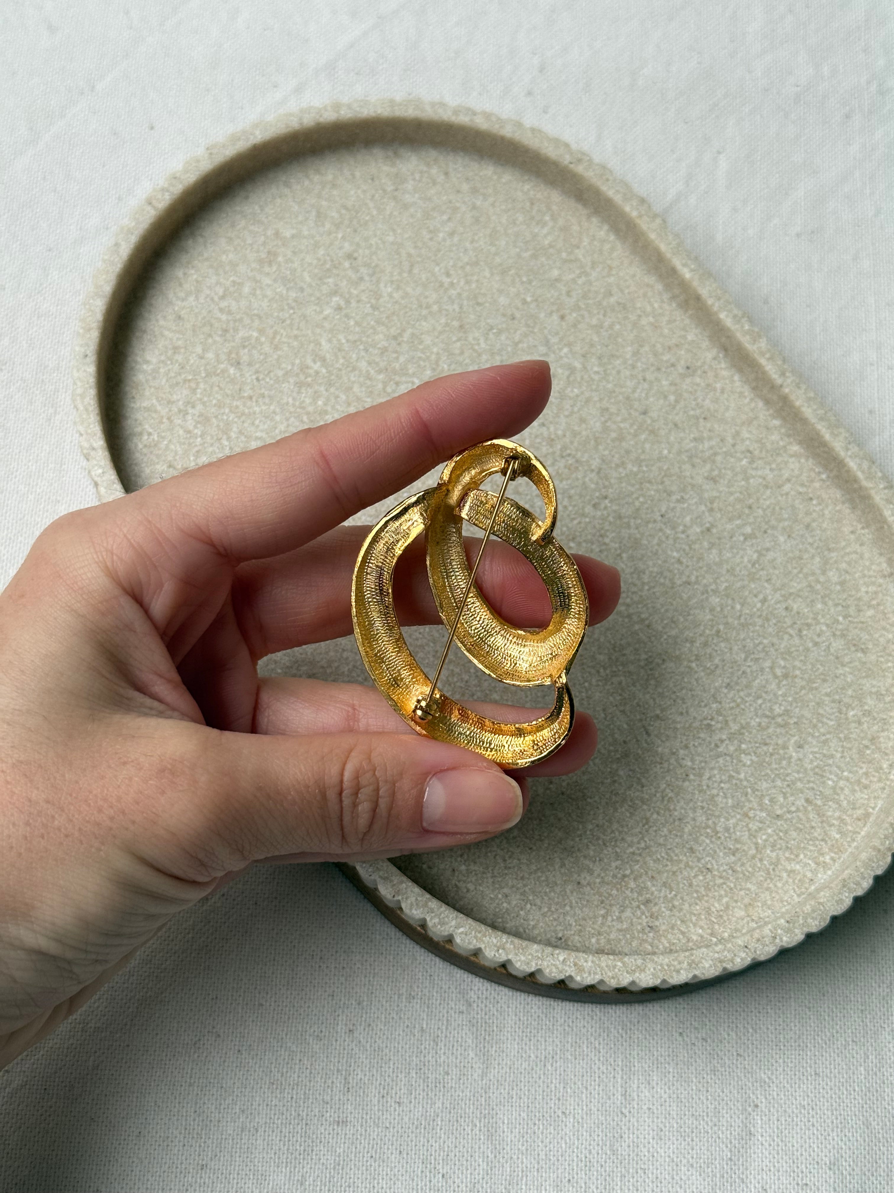 Broche vintage - Spirale brossée