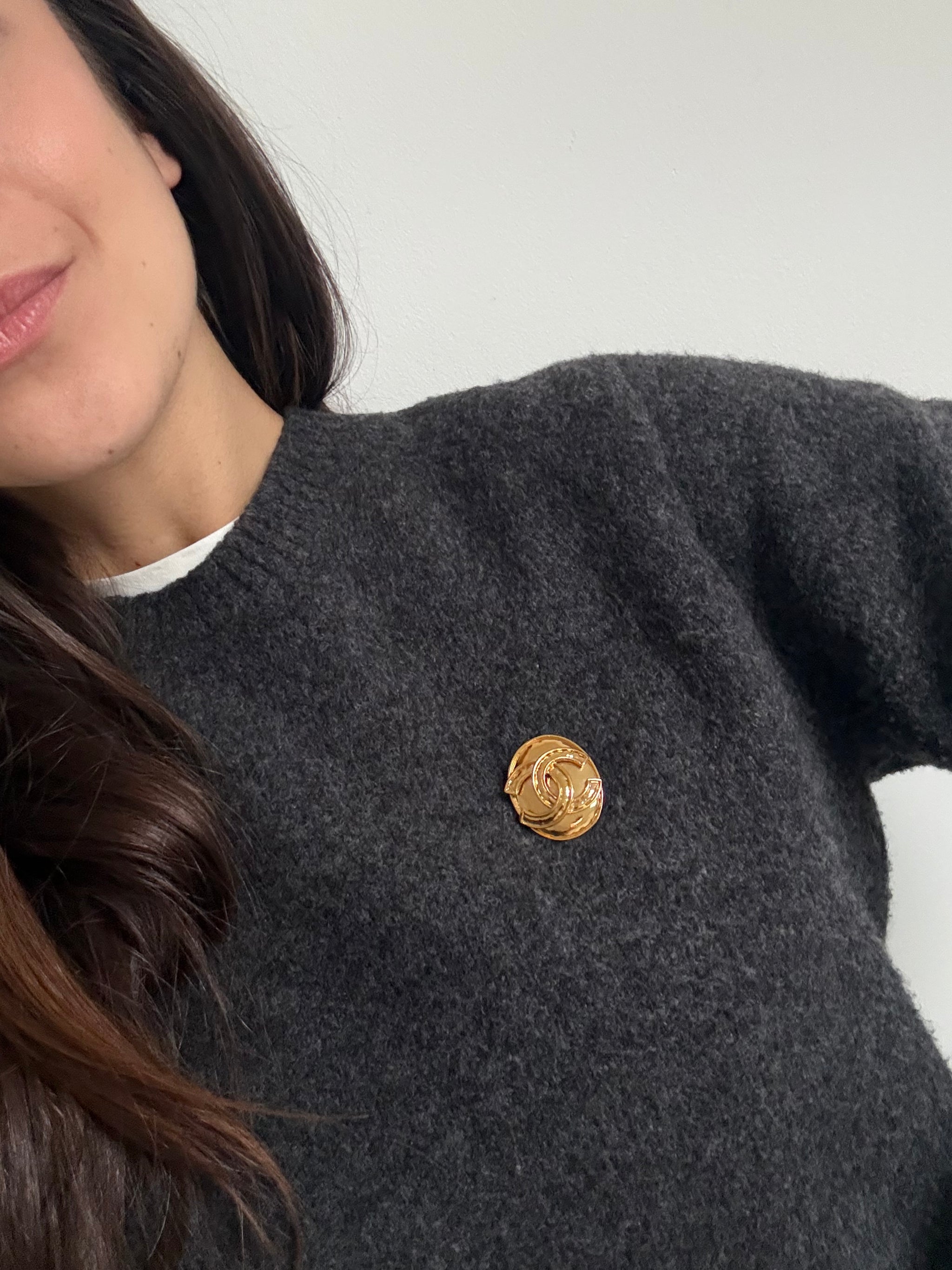 Vintage Chanel Brooch - Oval with CC Logo in the Center