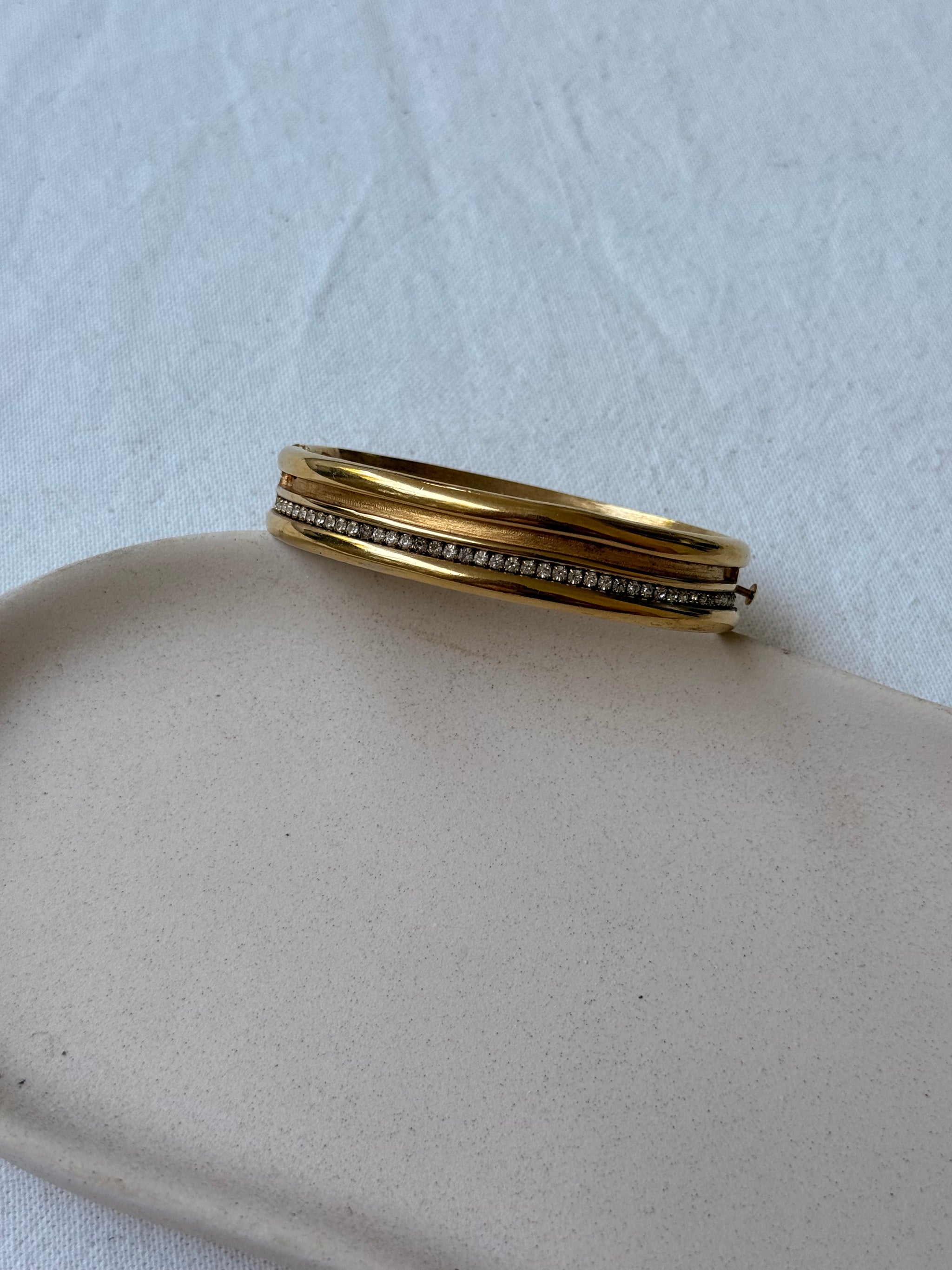 Bracelet Lanvin vintage - Jonc doré et strass