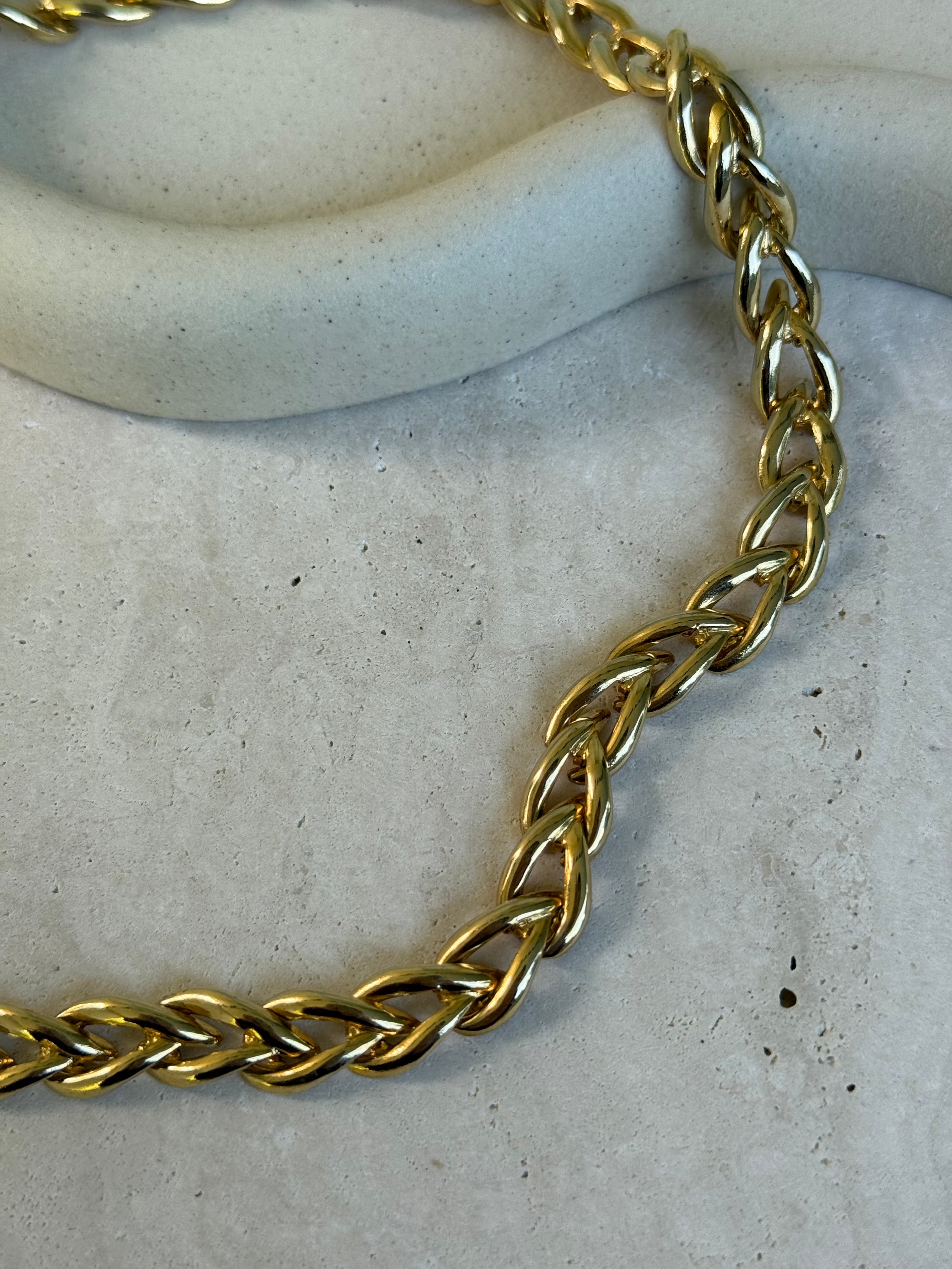 Collier doré vintage - Maille torsadée dorée