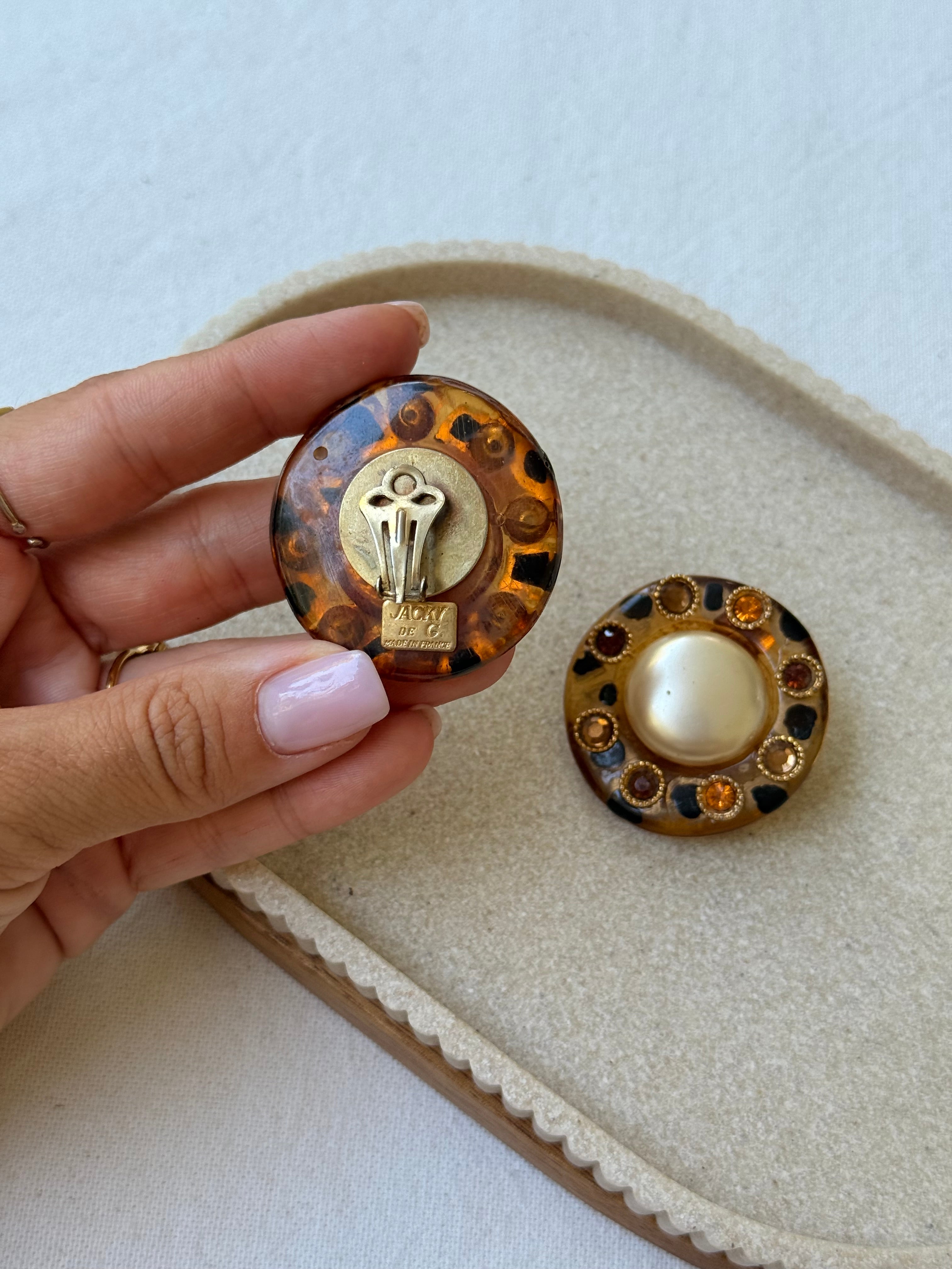 Boucles d’oreilles Jacky de G vintage - Design animalier et perle