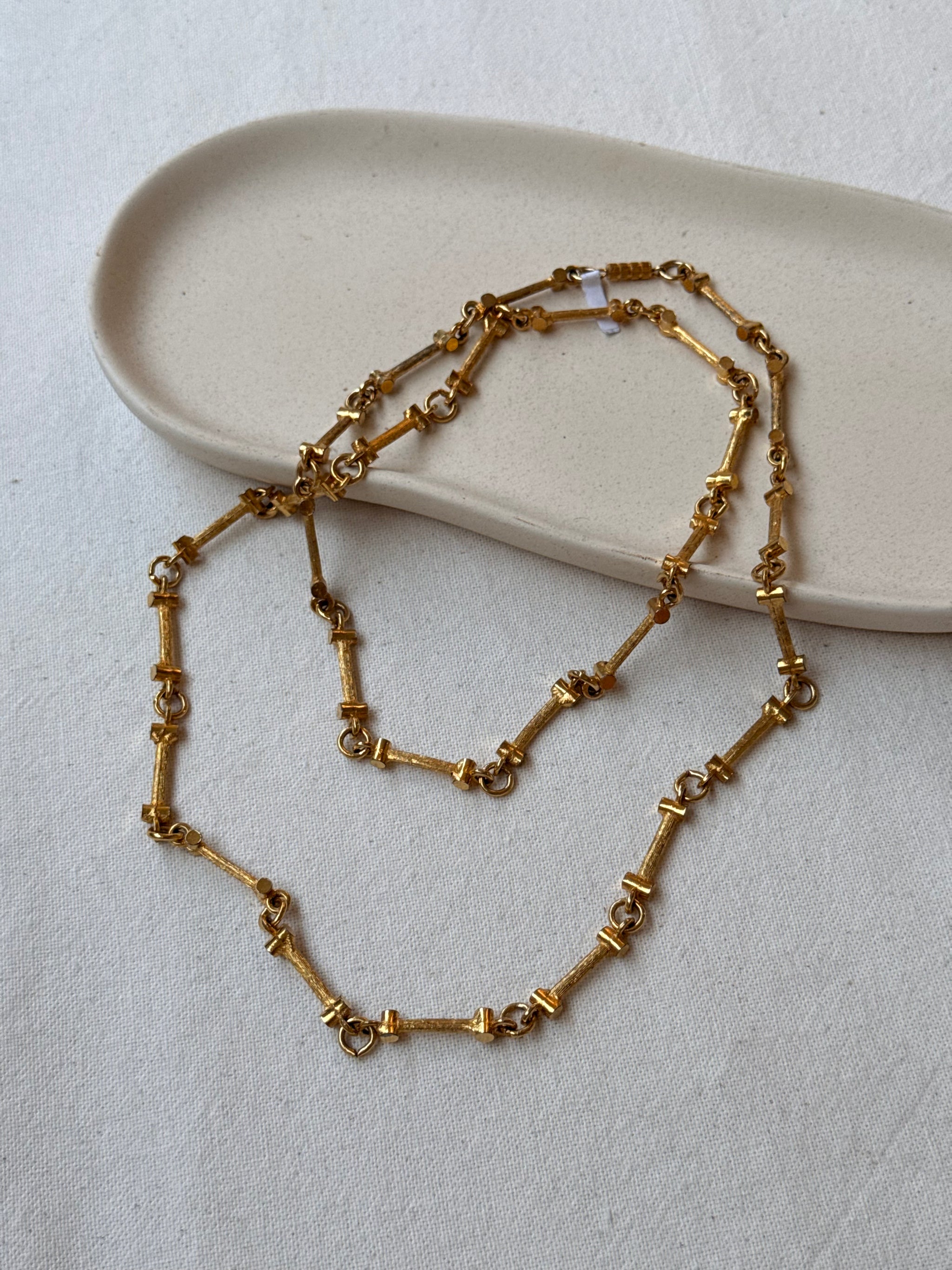 Collier doré vintage - Sautoir maillons graphiques