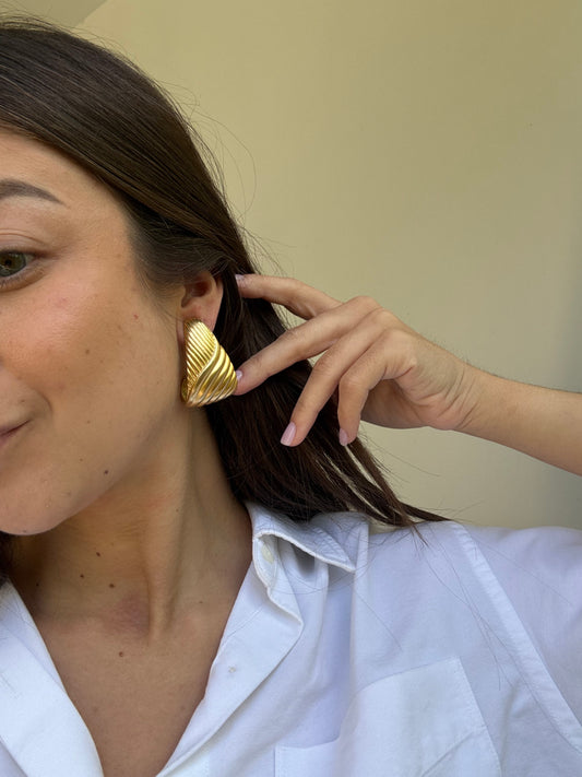 Boucles d’oreilles vintage - Design torsadé doré