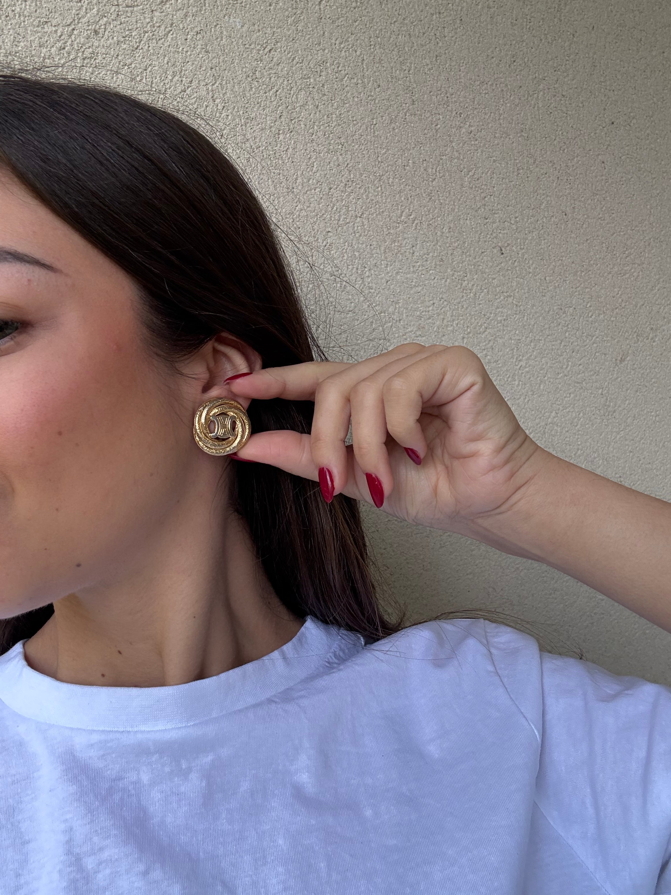 Boucles d’oreilles Céline vintage - Logo Triomphe entrelacé dorées