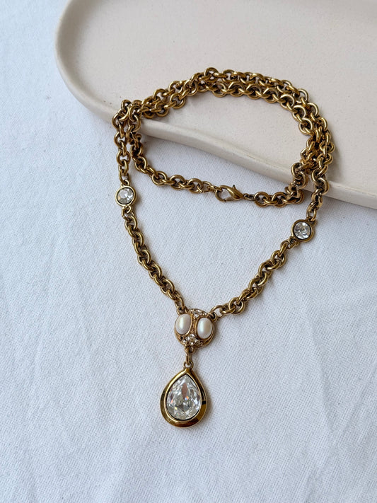 Sautoir Guy Laroche vintage - Perles et strass