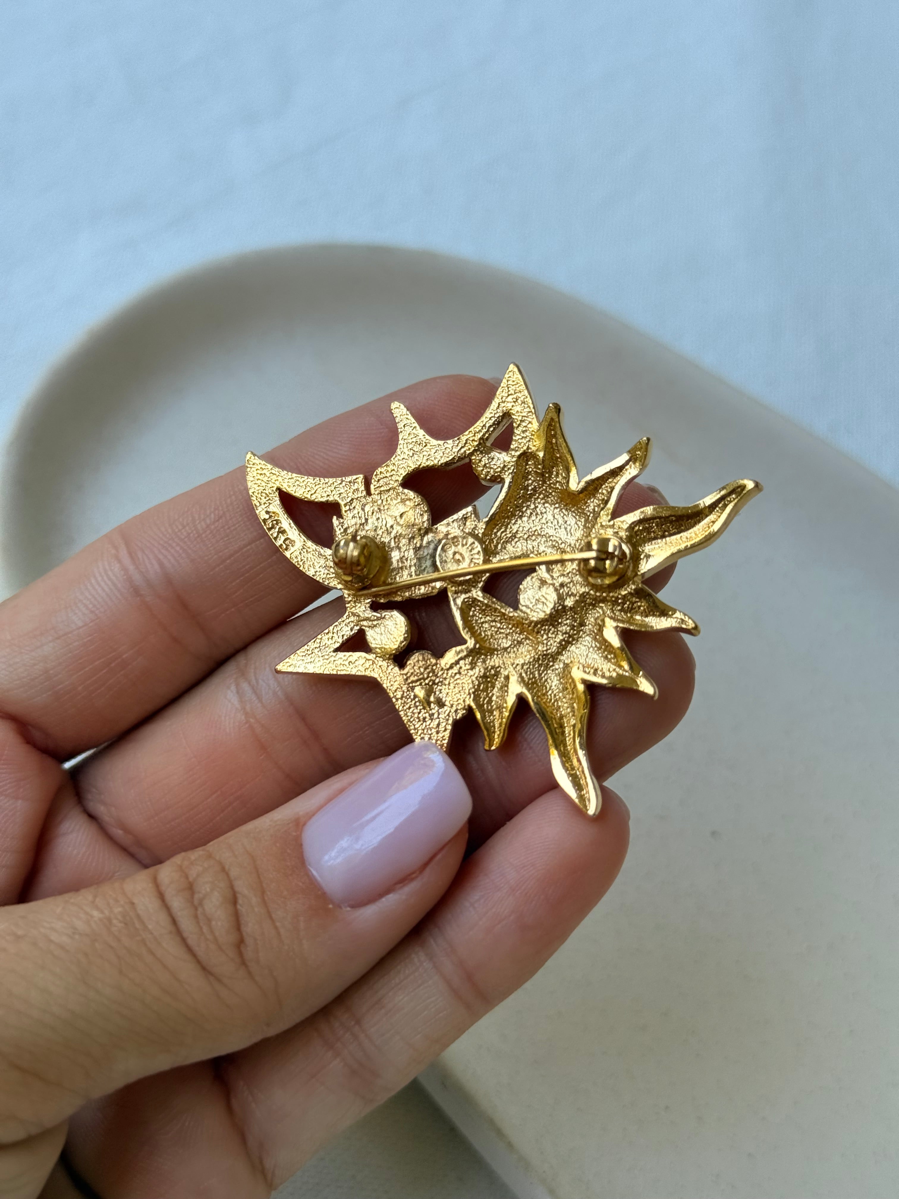 Broche Gontié vintage - Symboles célestes