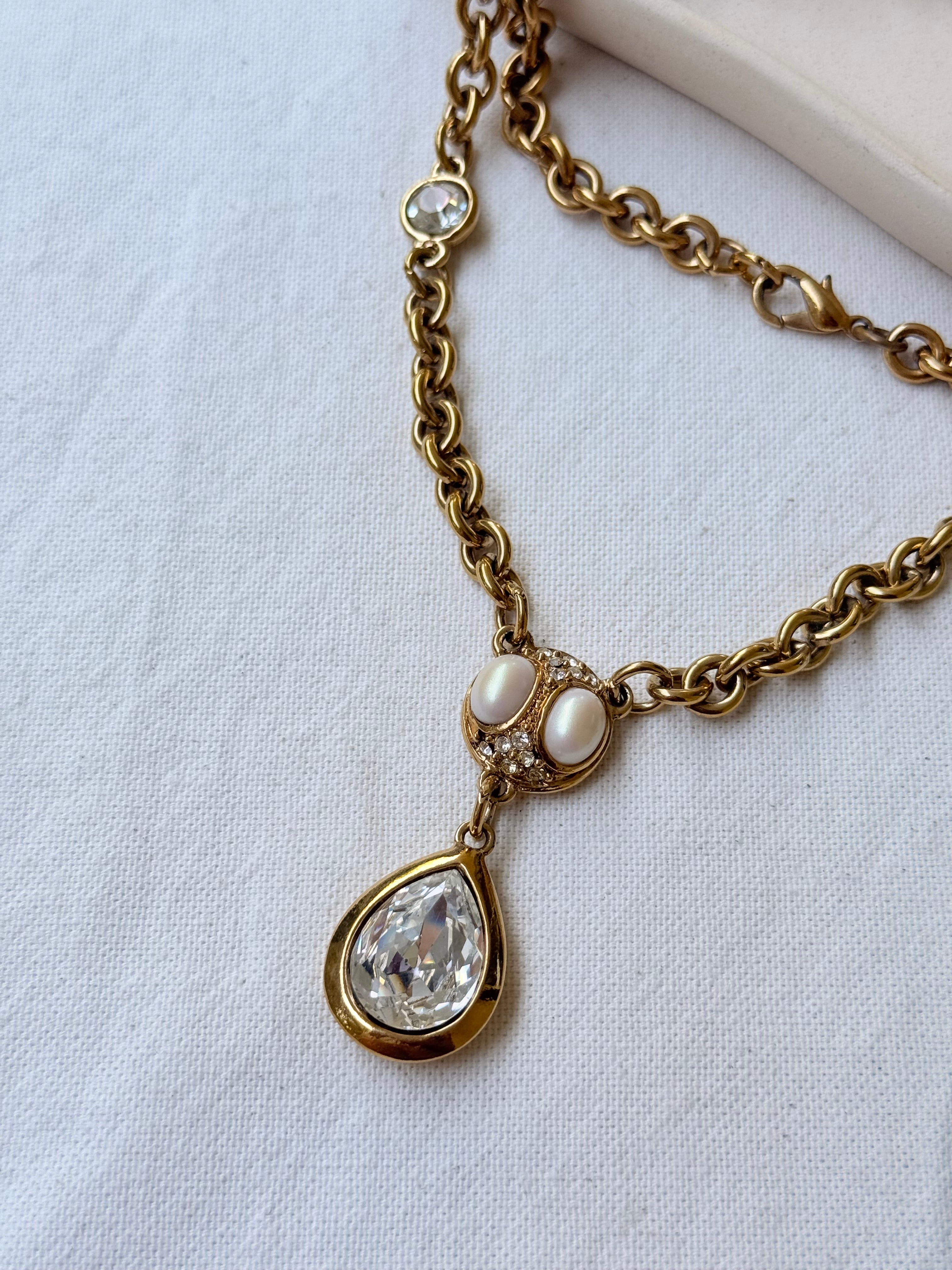 Sautoir Guy Laroche vintage - Perles et strass