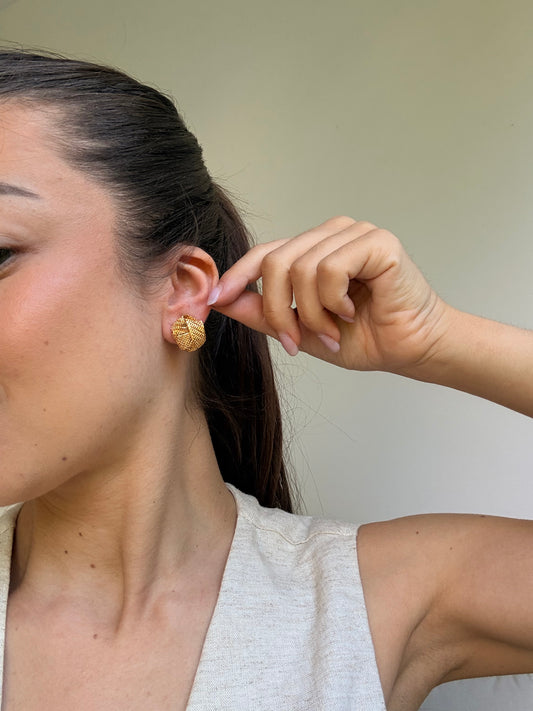 Boucles d’oreilles vintage - Tressées dorées